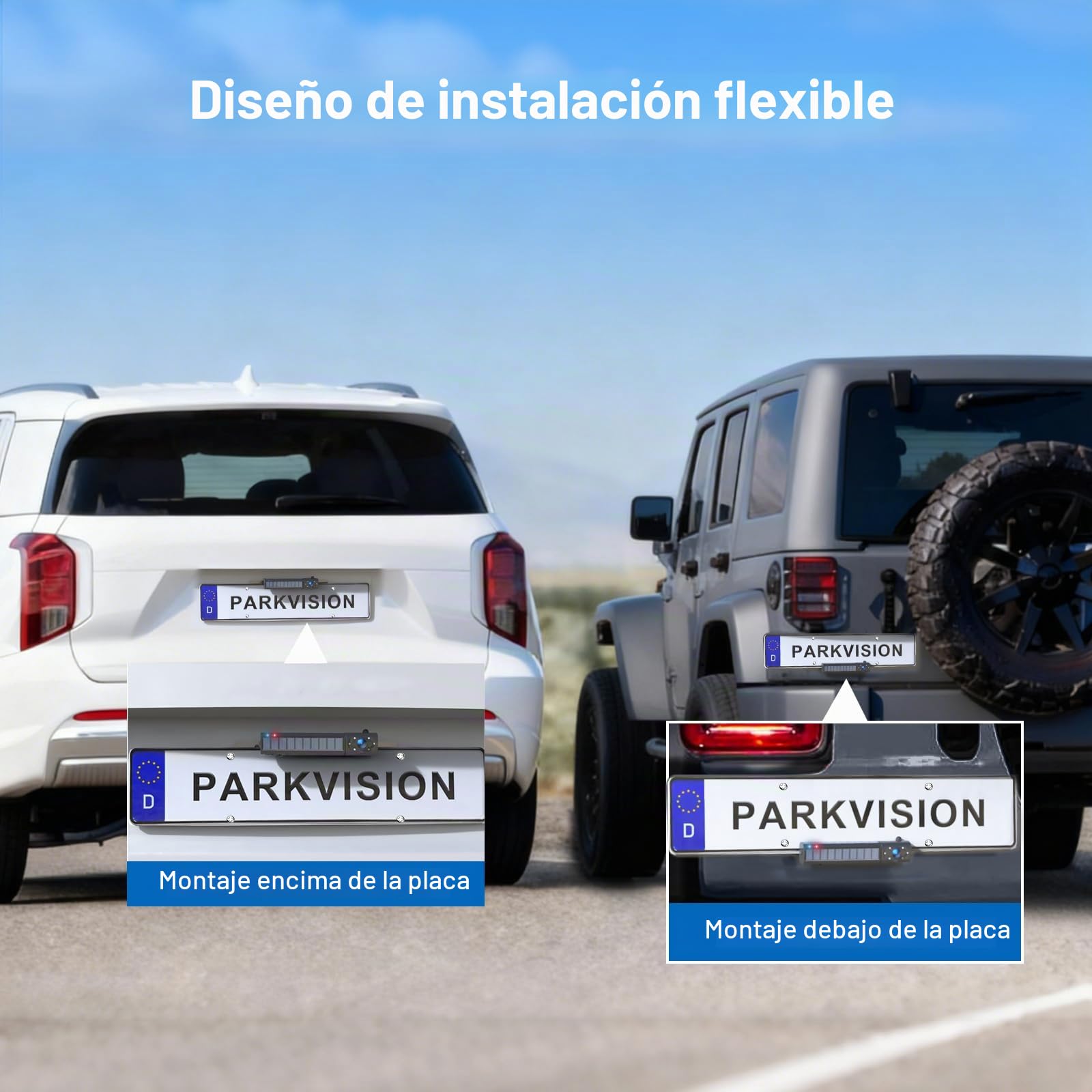 PARKVISION Cámara de Visión Trasera Inalámbrica Solar con Monitor 5" - Kit Sin Cables, Batería 5000mAh, Ideal para Autocaravanas, Furgonetas, Caravanas