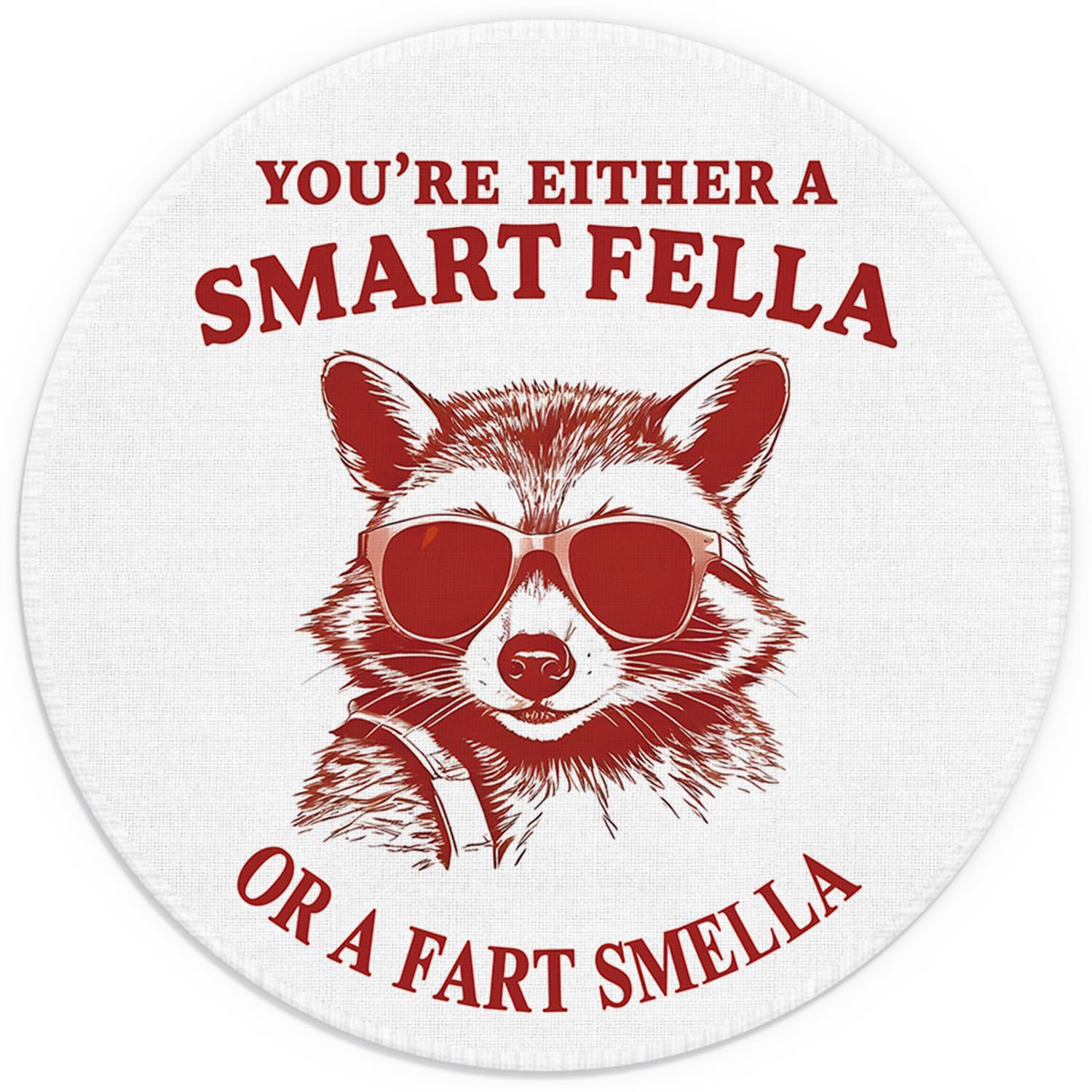 Funny Raccoon Mouse Pad,You're Either a Smart Fella or a Smella Funny Raccoon Meme Mouse Pad for Work Wireless Computers Laptop Desk Accessories, Funny Office Supplies,7.9x7.9 Inch