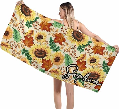 Miniatura 6 de Toalla de playa personalizada con logotipo de secado rápido para él y ella, toalla de playa personalizada con texto rosa para cumpleaños, 32 x 71