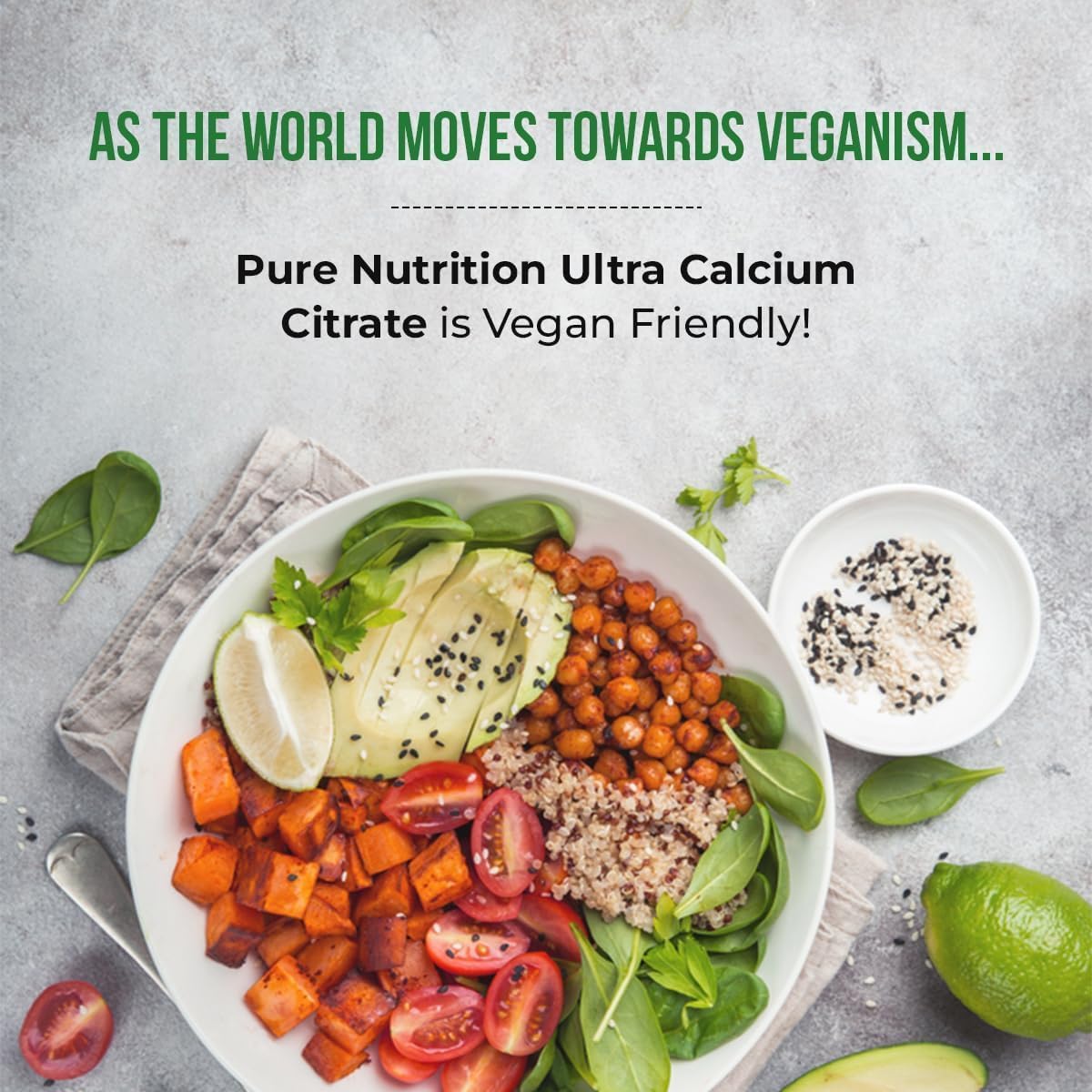Pure Nutrition Ultra Calcium 1000mg with VIT D3 + K | 240 Tabs (120 X Pack of 2) | Calcium Supplement with Calcium Citrate Malate, VIT D3, K, Moringa Oleifera, Magnesium and Zinc.