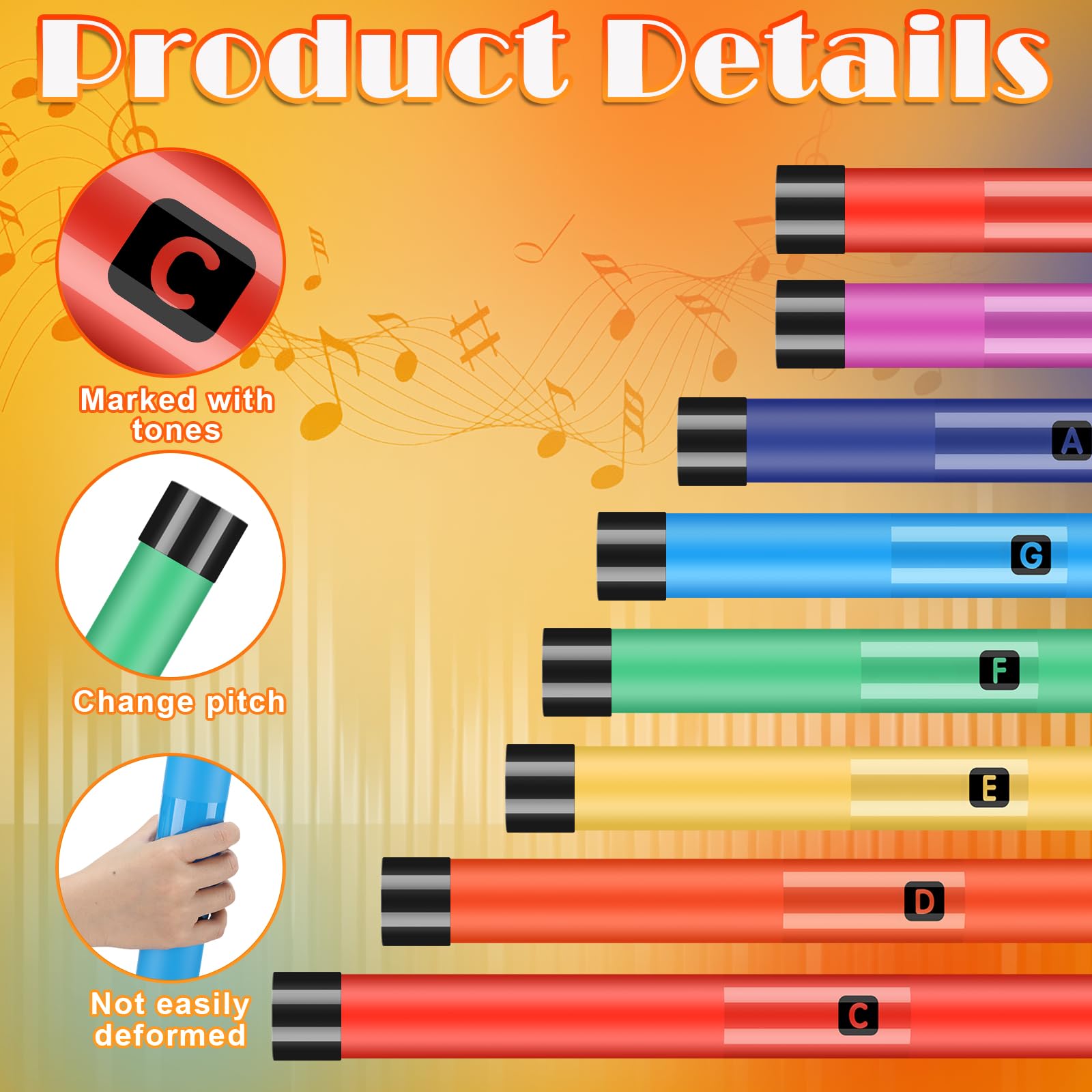 Silipull Set di 16 tubi sonori musicali a percussione con tappi a percussione, strumenti musicali per aule all'aperto