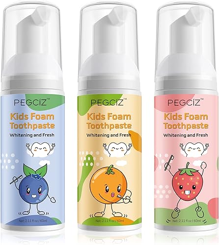 Pasta de dientes de espuma para niños con sabor a frutas, pasta de dientes para niños pequeños con bajo contenido de flúor para cepillo de dientes