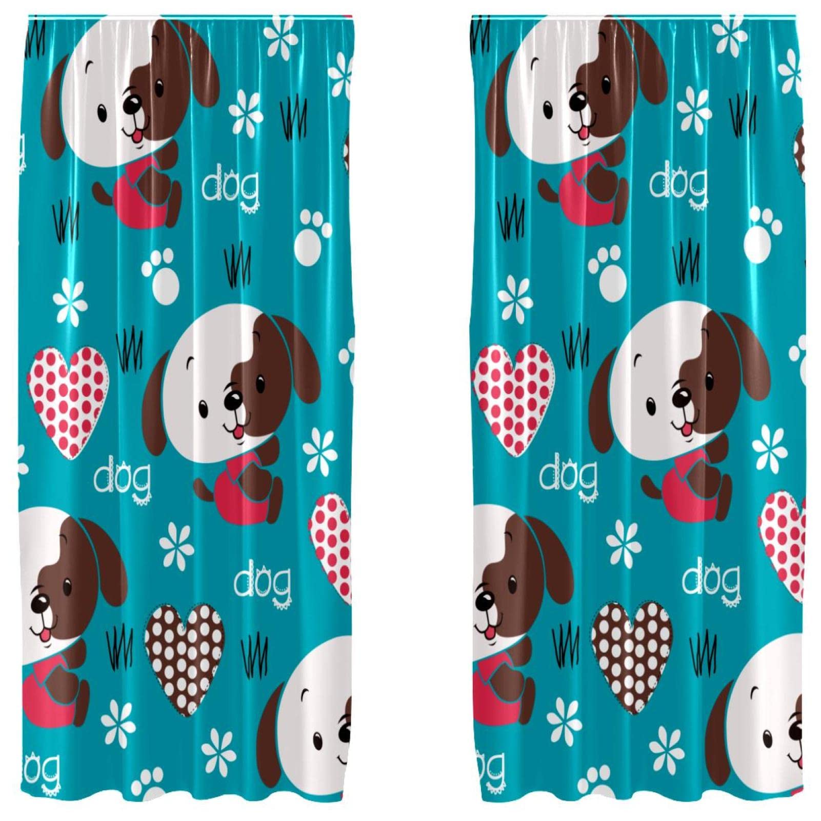Cortinas de perro amor corazón floral que llenan de alegría y ternura el dormitorio