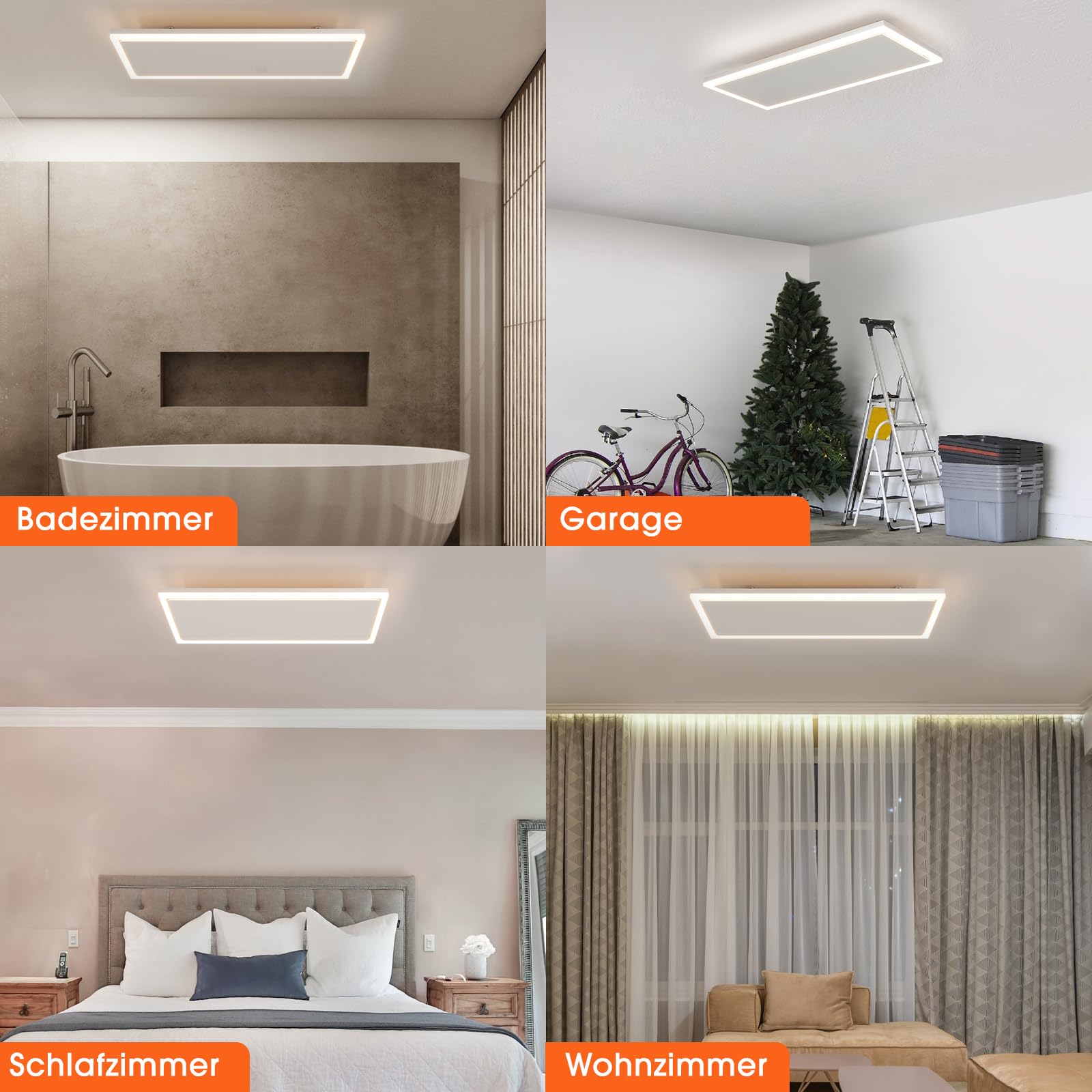 Riscaldamento a infrarossi, montaggio a soffitto, 1190 Watt, riscaldamento a raggi infrarossi con illuminazione a LED, riscaldamento a infrarossi, soffitto con termostato, telecomando, riscaldamento