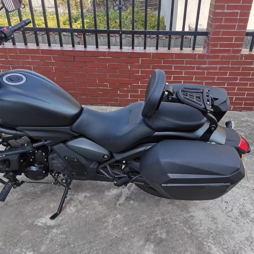 drążek Sissy z bagażnikiem Pasuje do Kawasaki 2015-2025 Vulcan S EN650 VN650 uniwersalny składany kierowca oparcie pasażera Sissy Bar(Black Pad Chrome Bar)