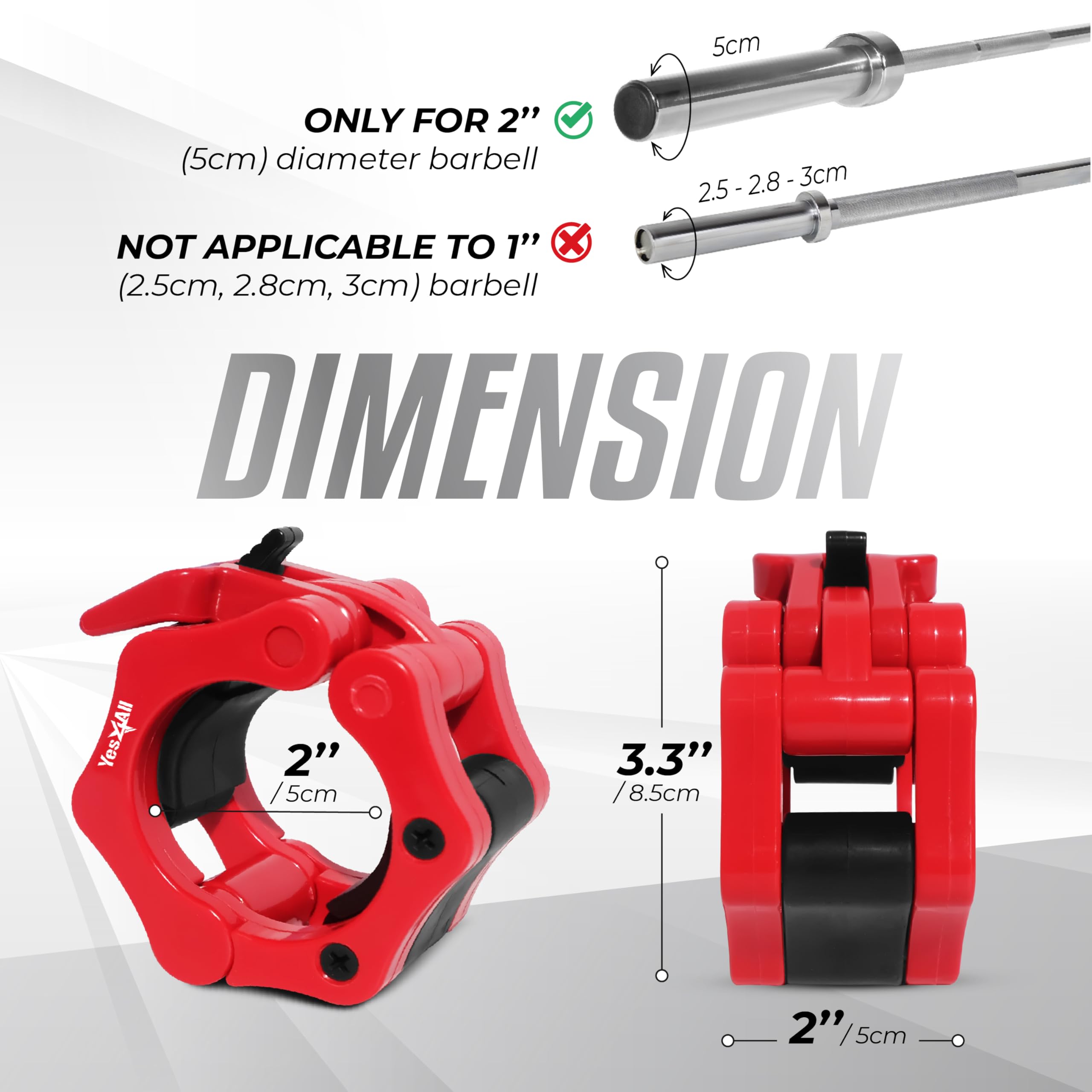 Yes4All 2 Inch Barbell Clamps Pair - Image 2