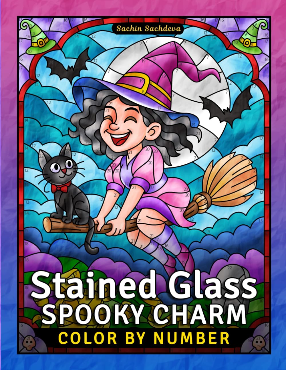 Stained Glass Spooky Charm: Halloween Color by Number Coloring Book for Teens and Adults with Window Designs & Patterns (Stained Glass Coloring Book for Adults)