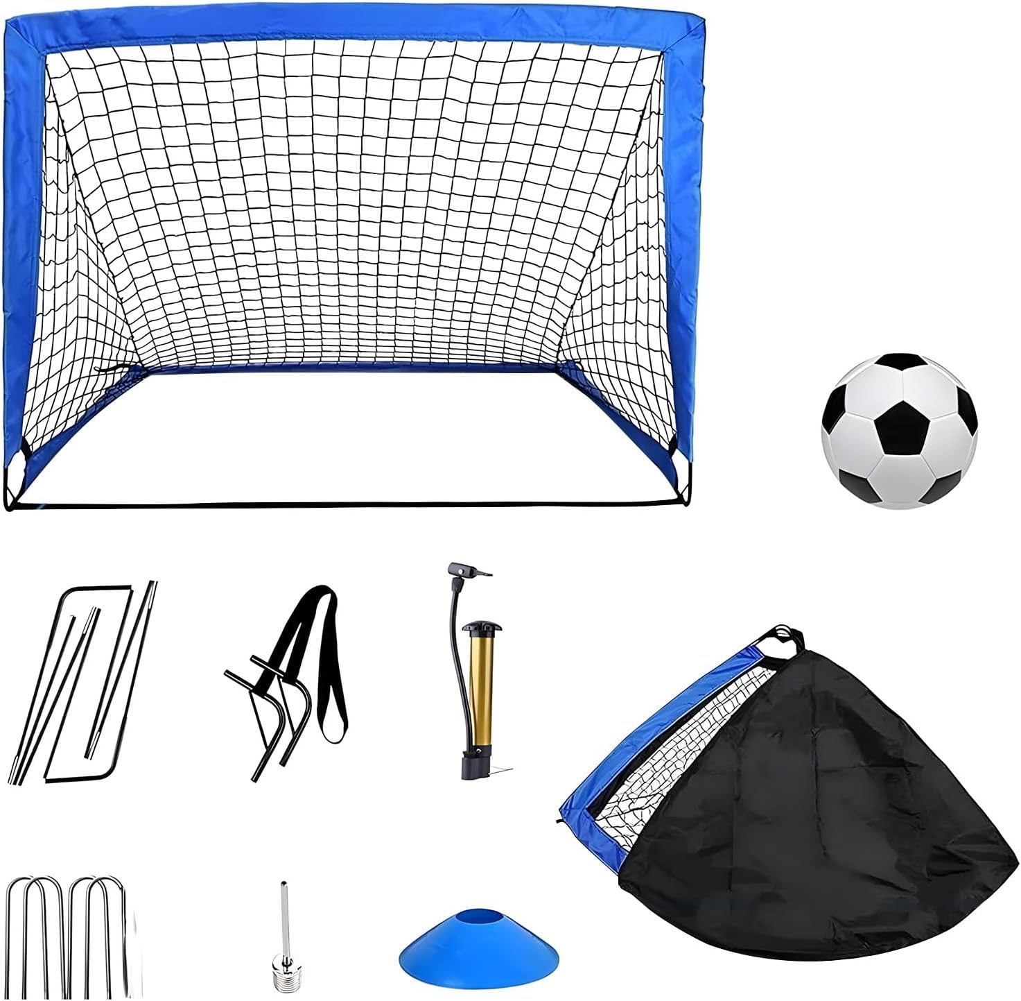 Quick Setup Folding Soccer Net Built with Strong 420D Fabric and Training Cones for Backyard Practice Youth Football Training Gear
