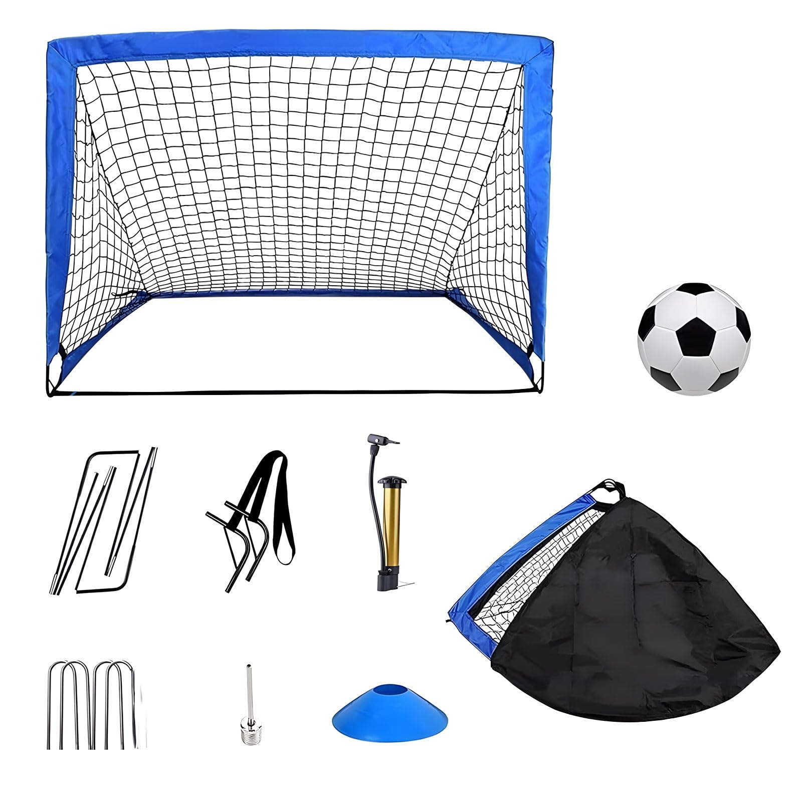 Juego de porterías de entrenamiento de fútbol plegable que incluye bolsa de transporte portátil y accesorios para adultos mejores jugadores de fútbol juveniles