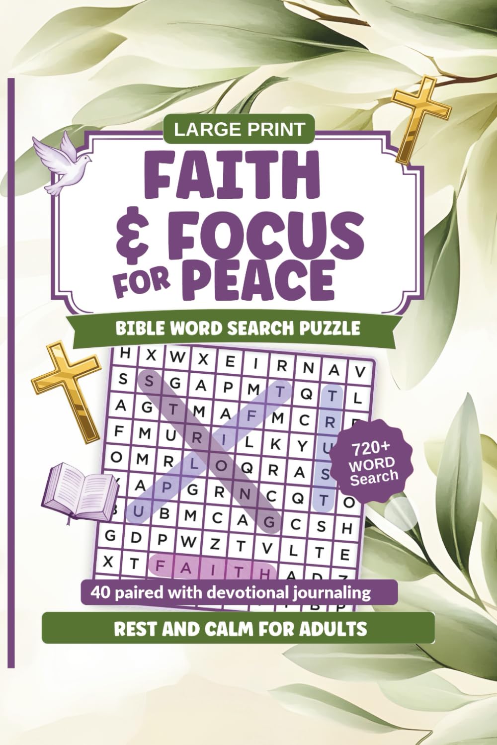 Faith & Focus for Peace: A Large Print Bible Word Search Puzzle Devotional for Rest and Calm for Adults