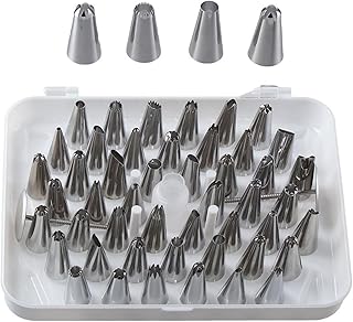 52 pcs Piping Tips Set, Stainless Steel Cake Decorating Tips for Cake Cupcake Pastry, Frosting Tips Kits with Plastic Boxs, Easy Storage Nozzles Tips Portable Kitchen Gadgets