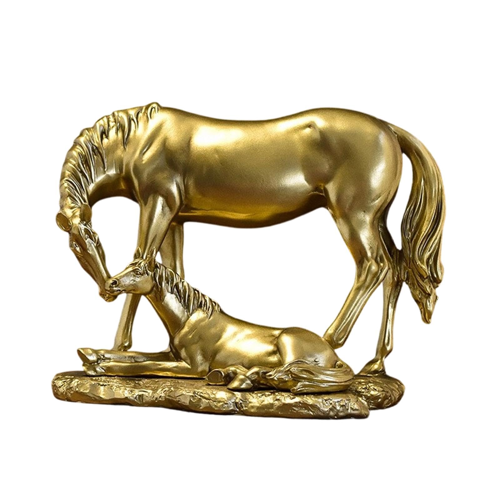 Sculpture animal ornement résine moderne statue cheval or Homyl
