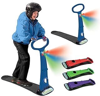Geospace Winter Fun Ski Skate, Foldable Snow Scooter, Ski Skooter, Snow Sled, and Kids Snowboard with LED Light