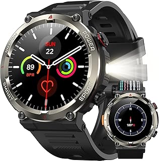 IOWODO Men’s Smart Watch with Calls, 1.45 Inch Military Smartwatch with Flashlight and Compass, 960 mAh Battery, 123 Sport…