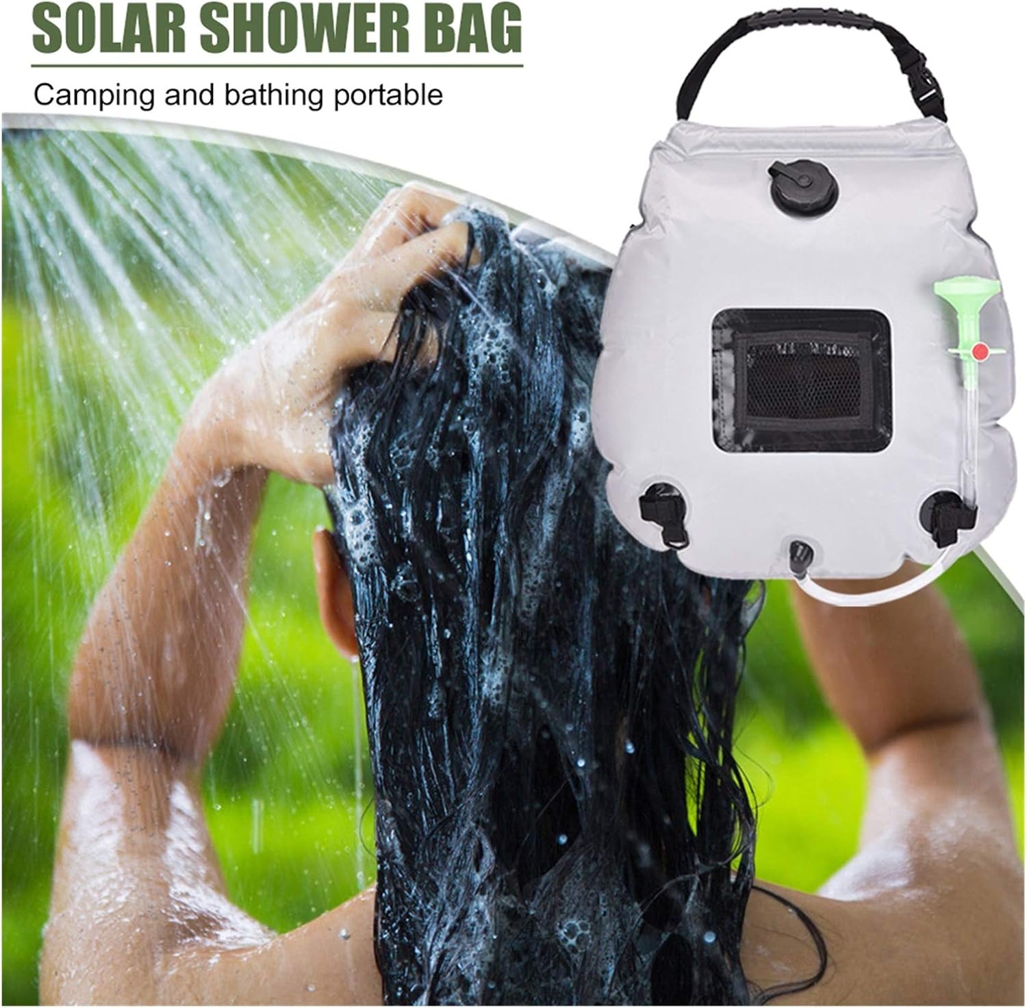 Portable 20L Portable Package Camp Hike Shower Bag Outdoor Bathing Product Outdoor Camping Accessories (Color : Green)