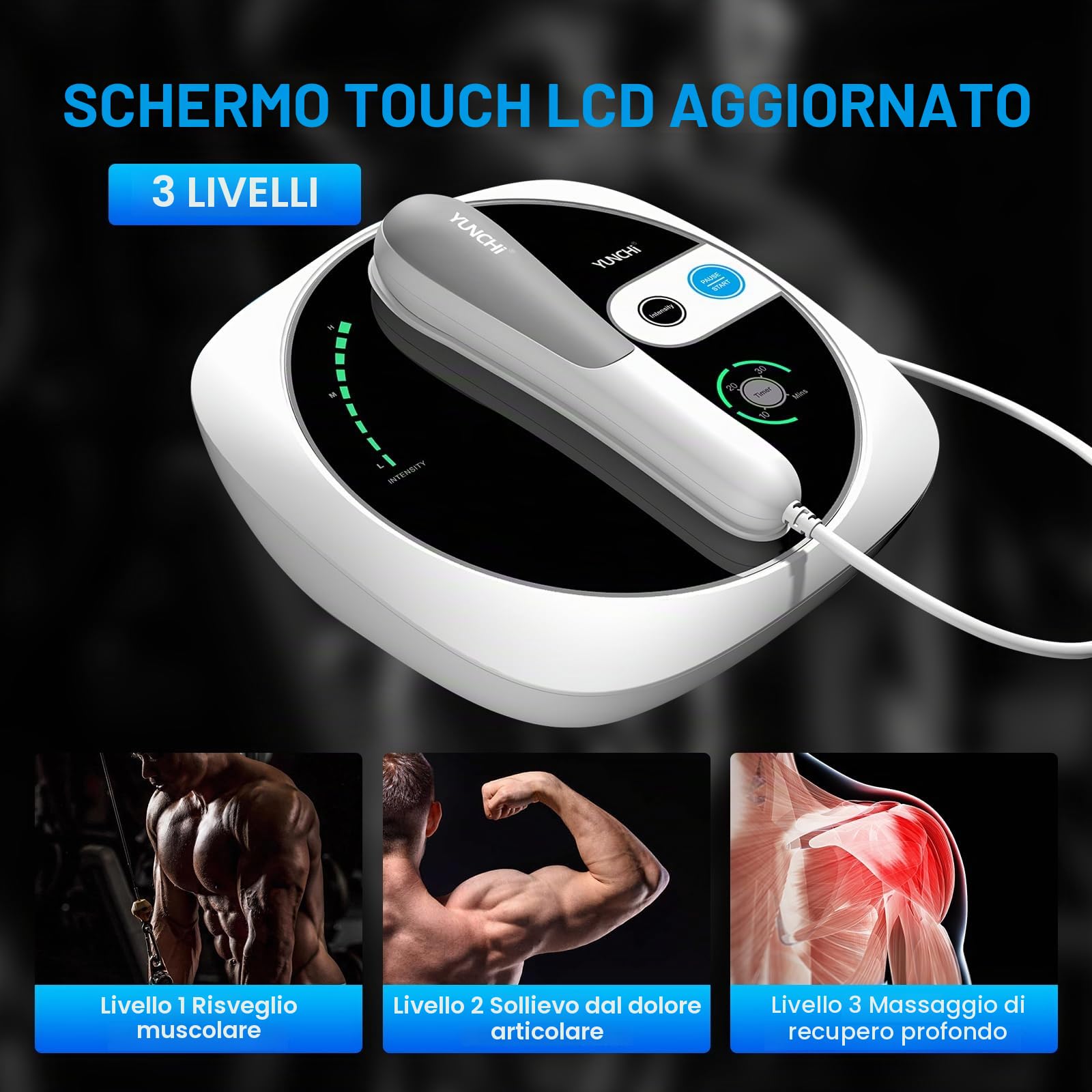 Macchina Per Terapia Ad Ultrasuoni, Dispositivo Portatile Per Massaggio Per Sollievo Muscolare e Articolare, Ingranaggi Di Regolazione a 3 Livelli (Bianco 02)