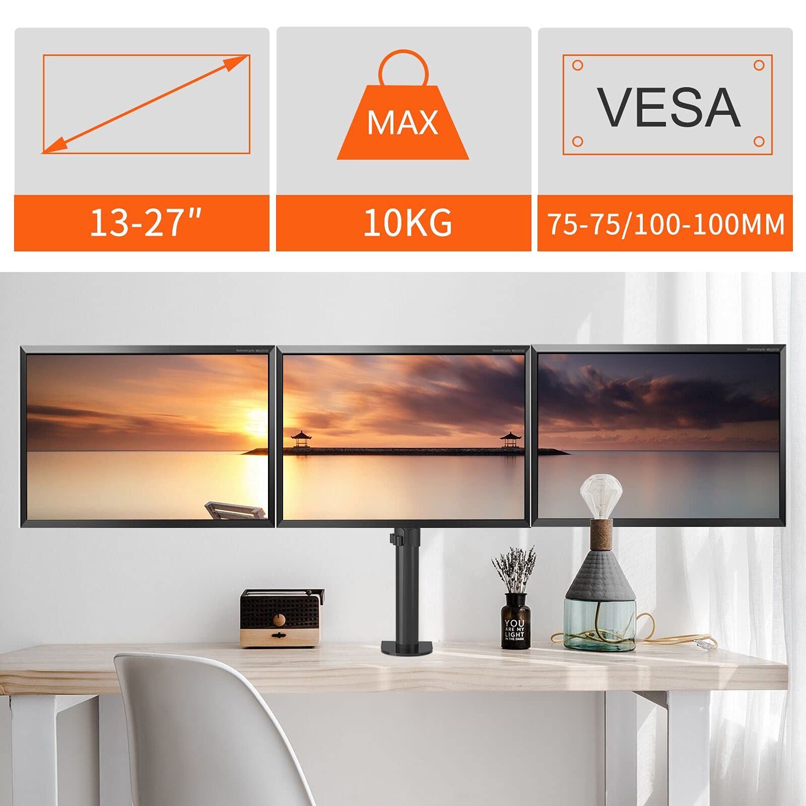 Triple Monitor Stand, 3 Monitor Stand for 3 Monitors 1324 inch/2