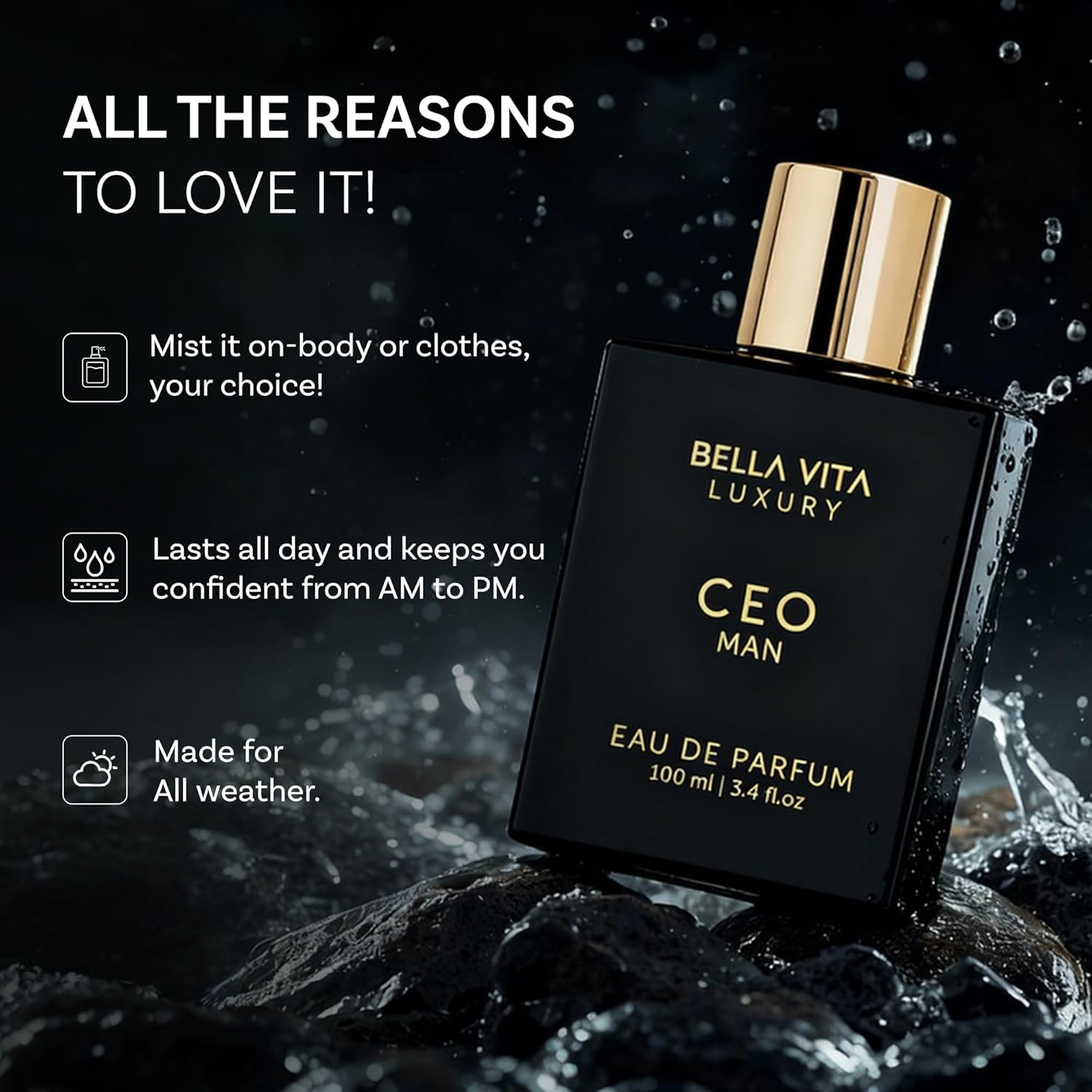 BellaVita Luxury CEO Man Perfume for Men (3.38 fl.oz) | Long-Lasting Men's Perfume with Lemon, Lavender, Tonka Vetiver & Moss Fragrance for Man - Image 5