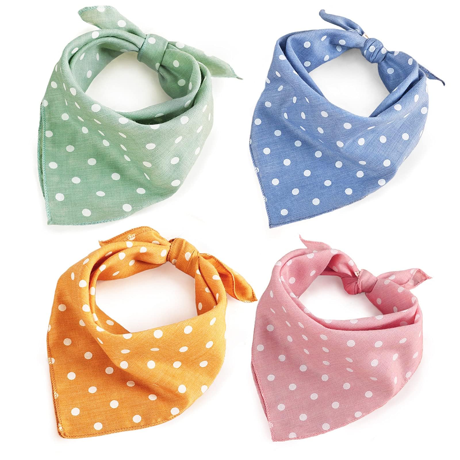 4PCS Dog Bandana for Small Medium Large Dogs Summer Dog Bandana Cat Dog Kerchief Dog Triangle Bibs Scarf Adjustable and Washable Dogs Decoration Accessories for Dog Cats Puppy (Polka dot scarf)