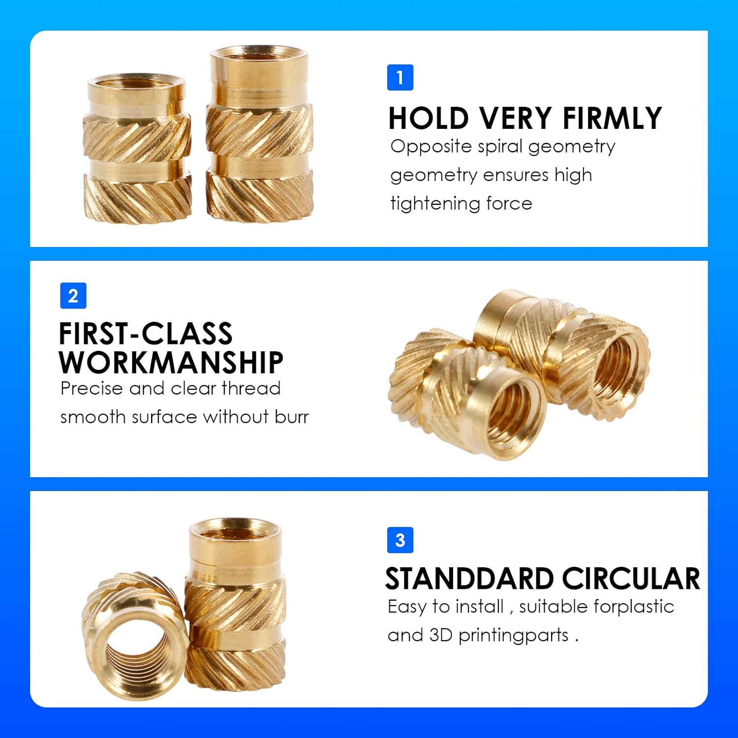 500Pcs Metric Knurled Nuts Assortment Kit Threaded Inserts M2 M2.5 M3 M4 M5 M6 Female Thread Knurled Nuts Portable Brass Heat Set with Storage Box for 3D Printers Electric Molding Machines