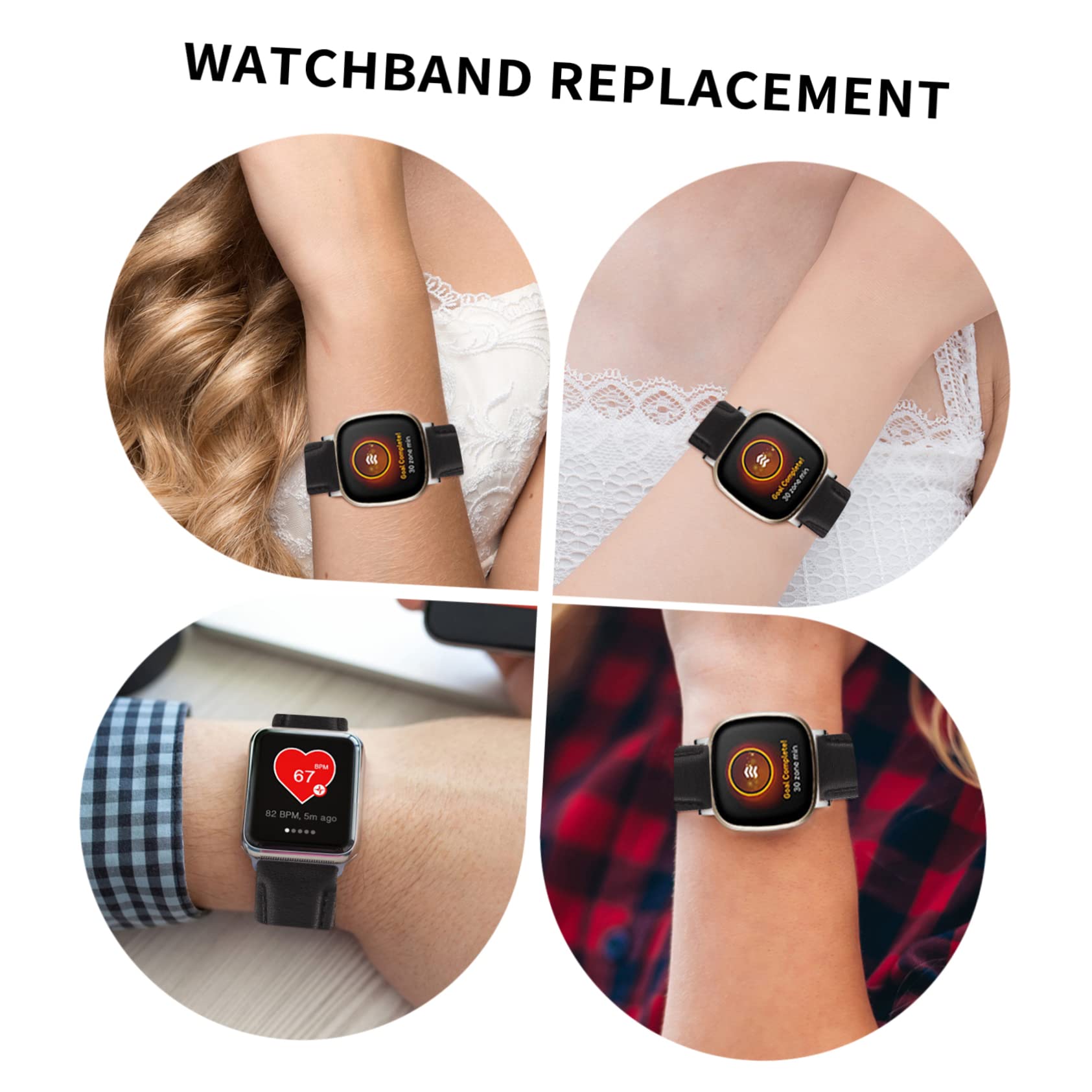 TENDYCOCO 3 Bands Leather Strap 3 Band Soft Flexible Black