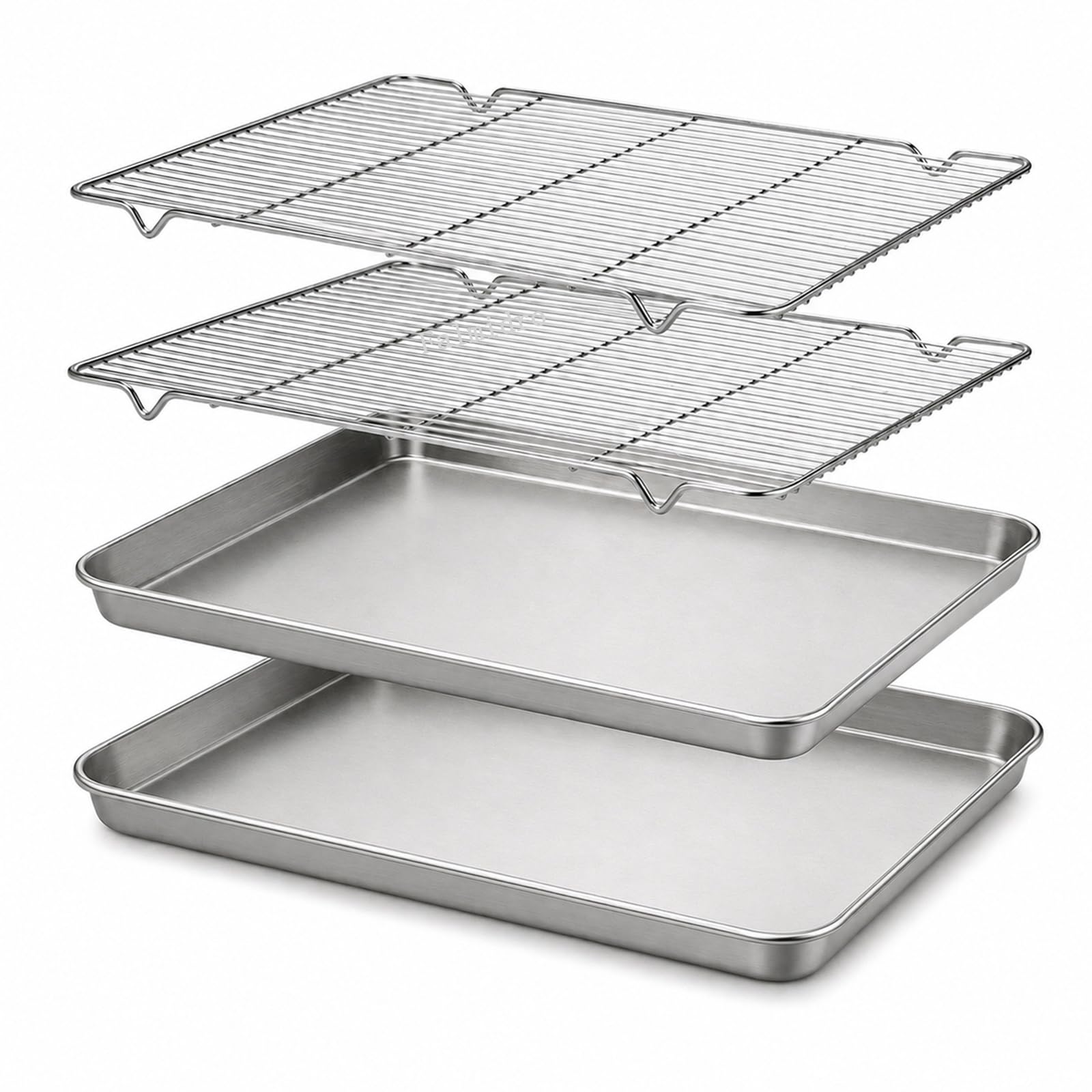 Kühlgitter-Set für halbe Backbleche, Titan, 2 Pfannen + 2 Roste