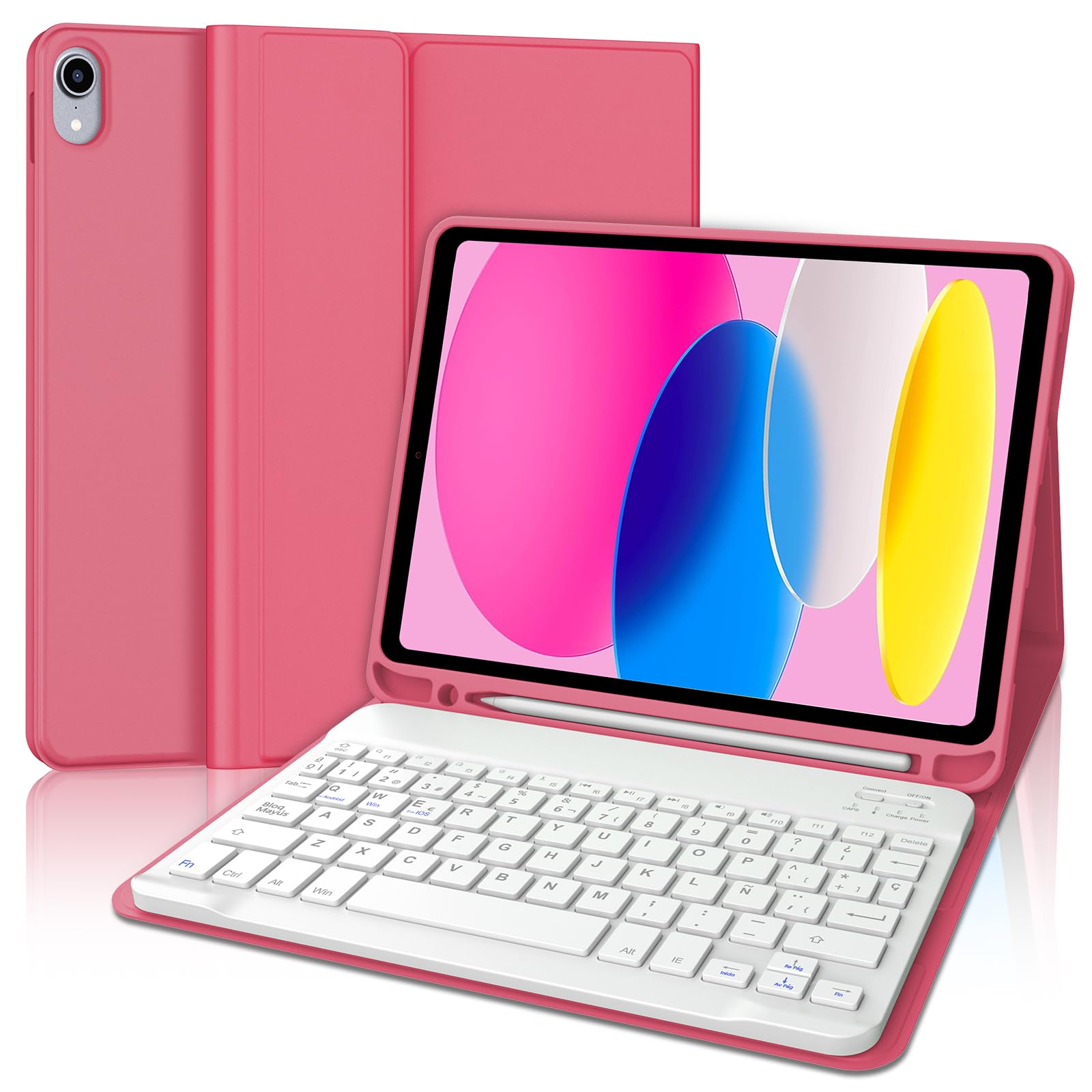 Funda teclado iPad 10 generación 10.9 pulgadas inalámbrico rosa A16 8