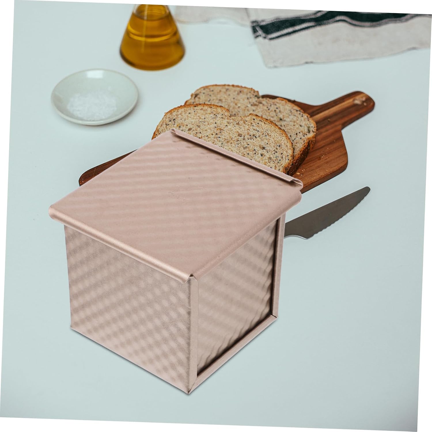 KICHOUSE 1pc Bread Toast Box Mold Cover Mini Square Non Stick Bakeware Baking Lid for Loaf Pans