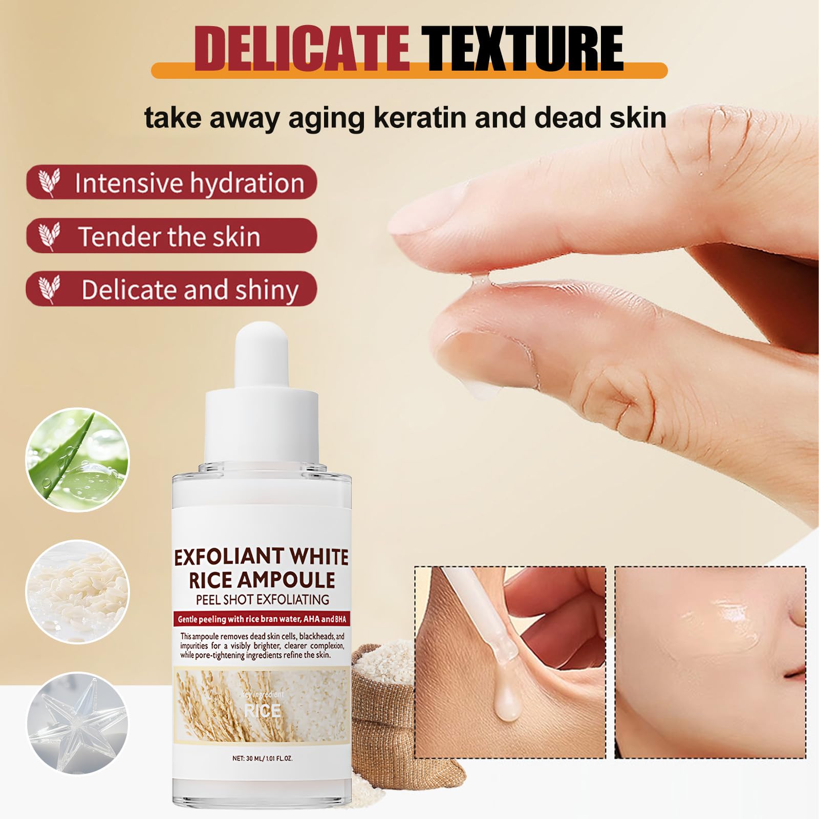 Peel Shot Glow Rice Ampoule, Purifying Exfoliating Gel with Rice Bran Water - Image 2
