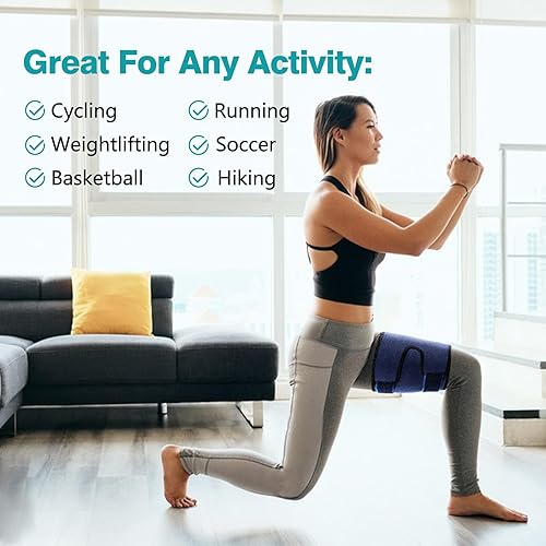 Miniatura 2 de Soporte para muslo, soporte de cuádriceps de isquiotibial y envolturas para muslos, soporte de manga de compresión ajustable para músculos de la