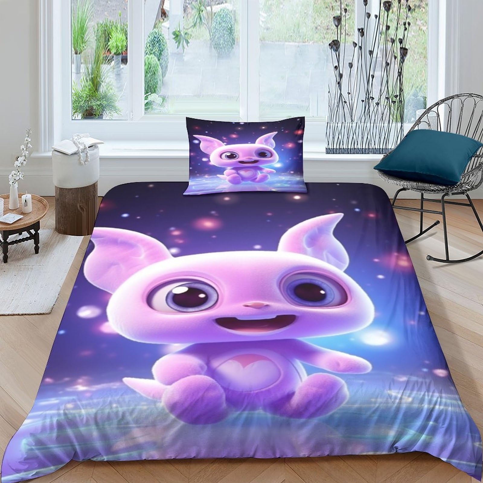 Housse de couette animaux 3D en microfibre thermorégulatrice avec fermeture éclair 135x200 cm