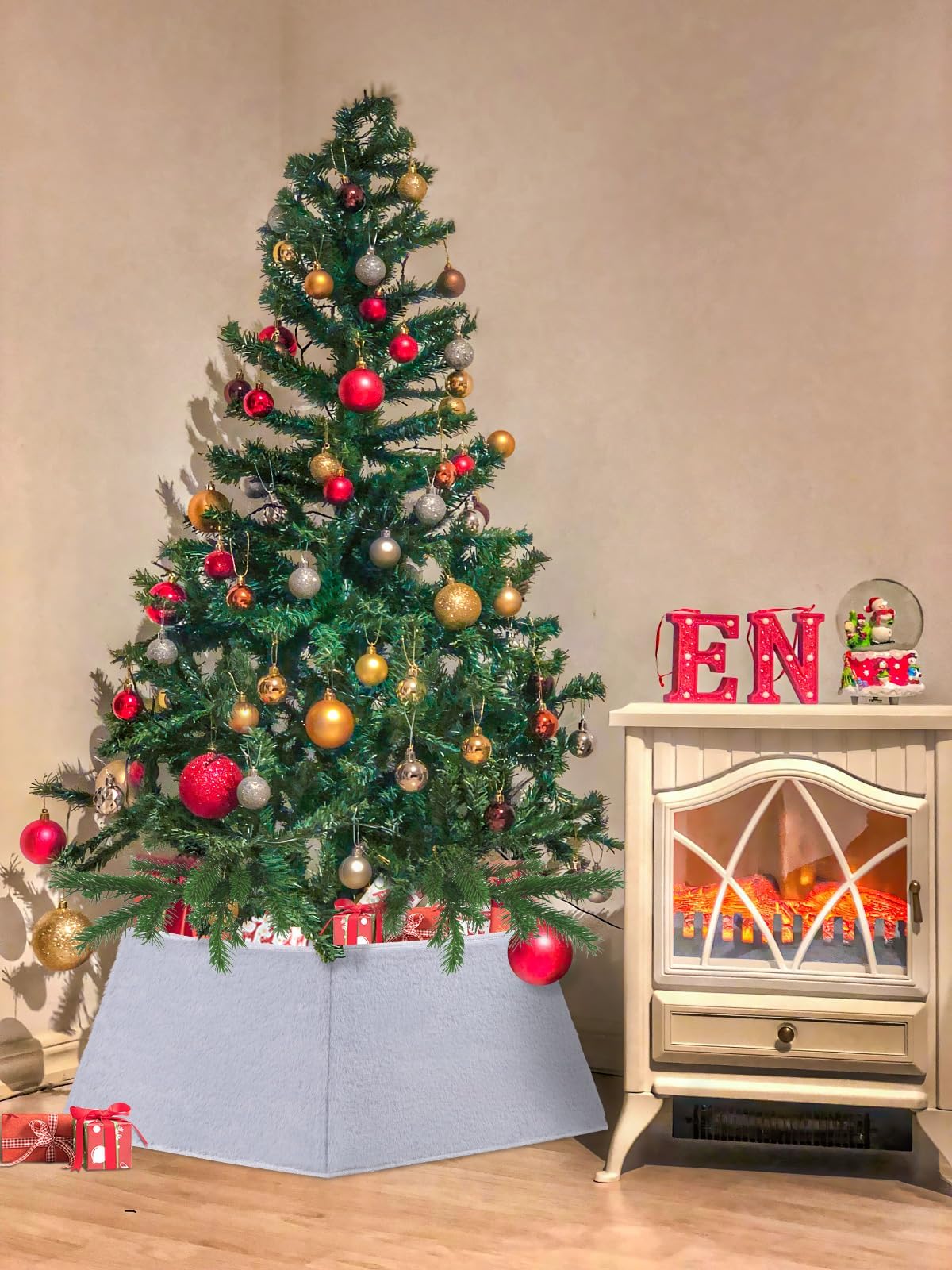 Copri Base Albero Di Natale In Finta Pelliccia - Tappeto Neve Decorativo 78cm Bianco