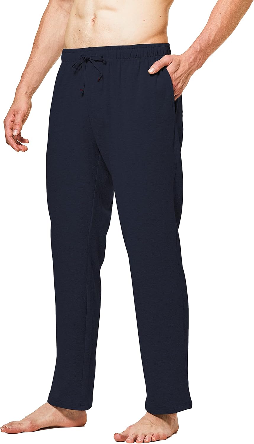 DEMOZU Men's Cotton Yoga Lounge Sweatpants Loose Open Bottom Lightweight Athletic Jogging Pants with Pockets : Clothing, Shoes & Jewelry