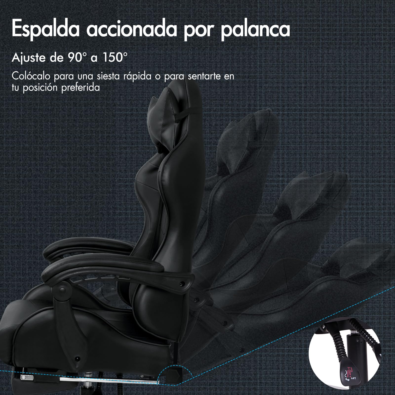 ALFORDSON Silla Gaming para Escritorio con Masajeador, Silla Gamer Ergonómica Cojín Lumbar y Cervical, Reposapiés Retráctil, Ruedas Giratorias 360°, para Ordenador,Oficina,Videojuego, Cuero PU(Negra)