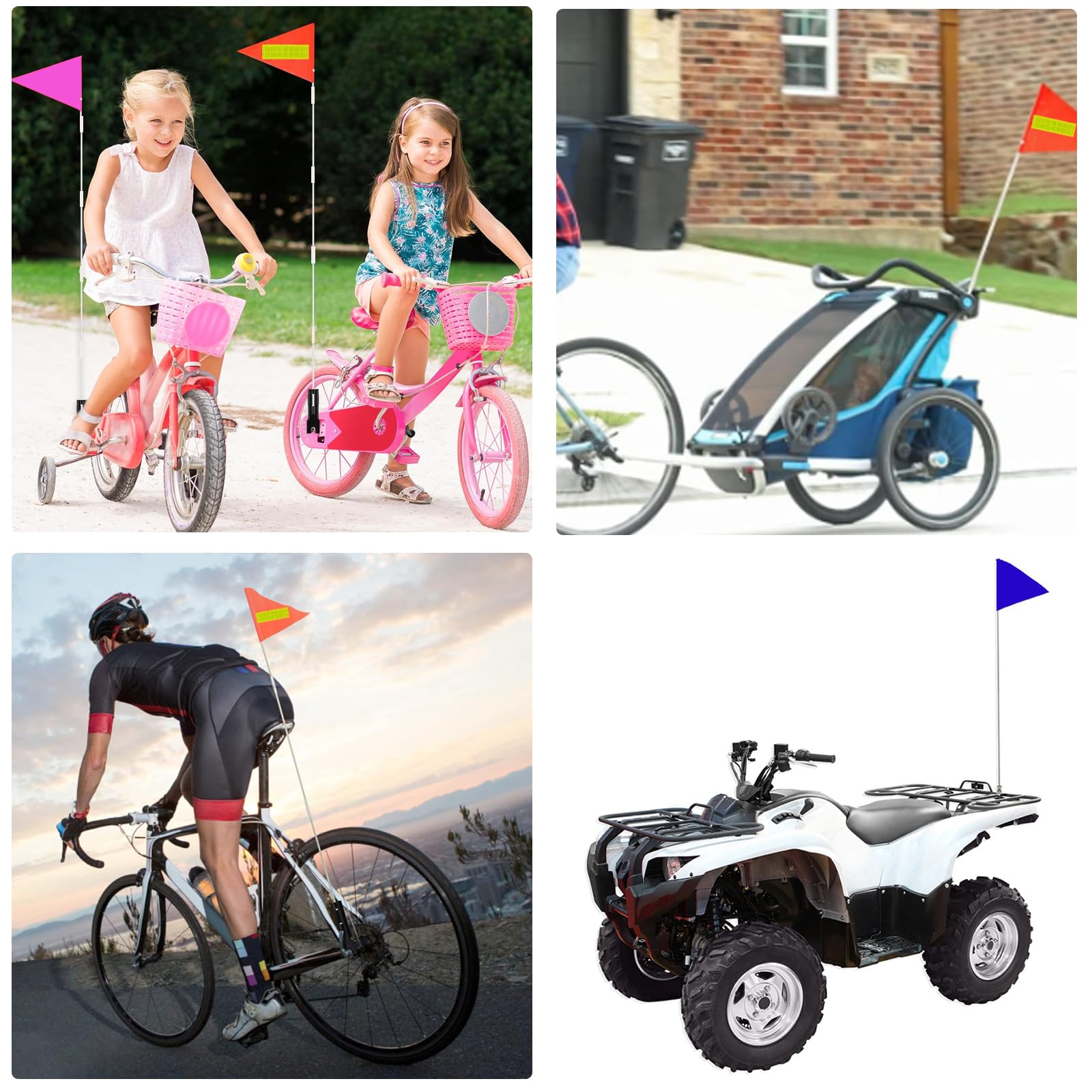 3 sztuki chorągiewek rowerowych dla dzieci, 150 cm, odblaskowa flaga rowerowa, proporczyki, chorągiewka bezpieczeństwa dla dzieci, chorągiewka rowerowa, akcesoria rowerowe, znak ostrzegawczy