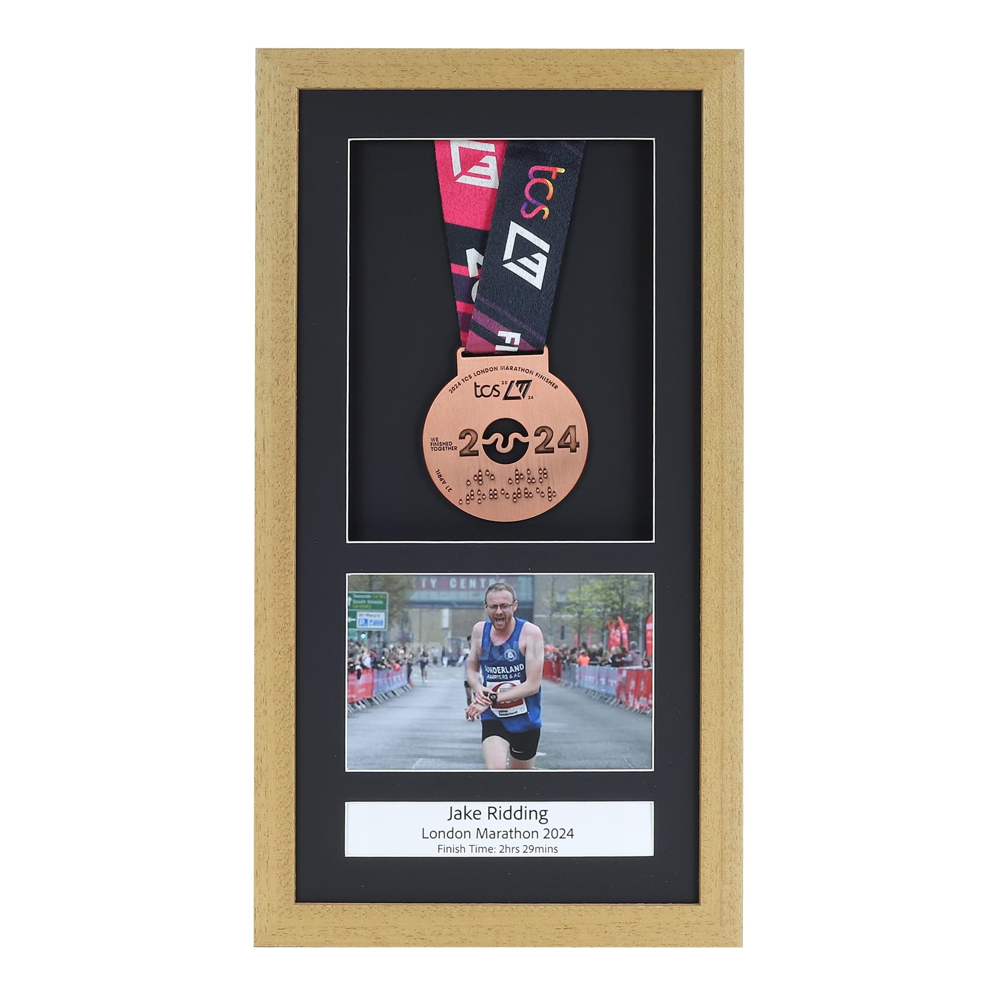 Medal display Frame with Apertures for Bib and Photo. Handmade. Perfect for Runners, Swimmers, Cyclists, Athletes | Marathon Medals