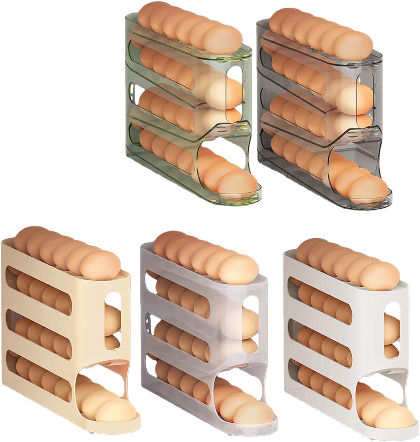 Multiple Tiers Eggs Tray with Individual Slots for Secure Storage and Space Utilization Fridge Eggs Holder