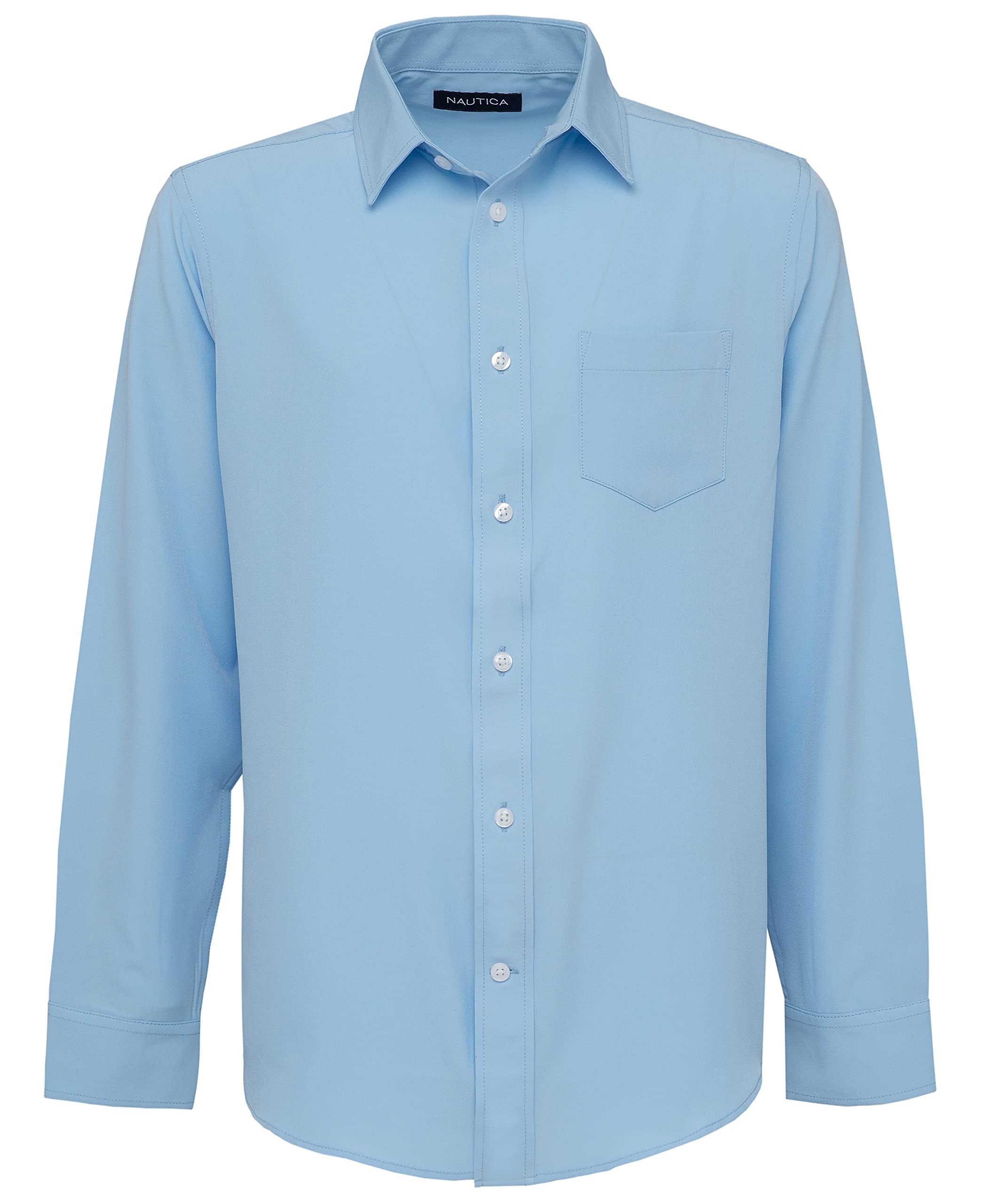 NauticaBoys' Big School Uniform Long Sleeve Performance Oxford Button-Down Shirt, Ox Blue, 14-16