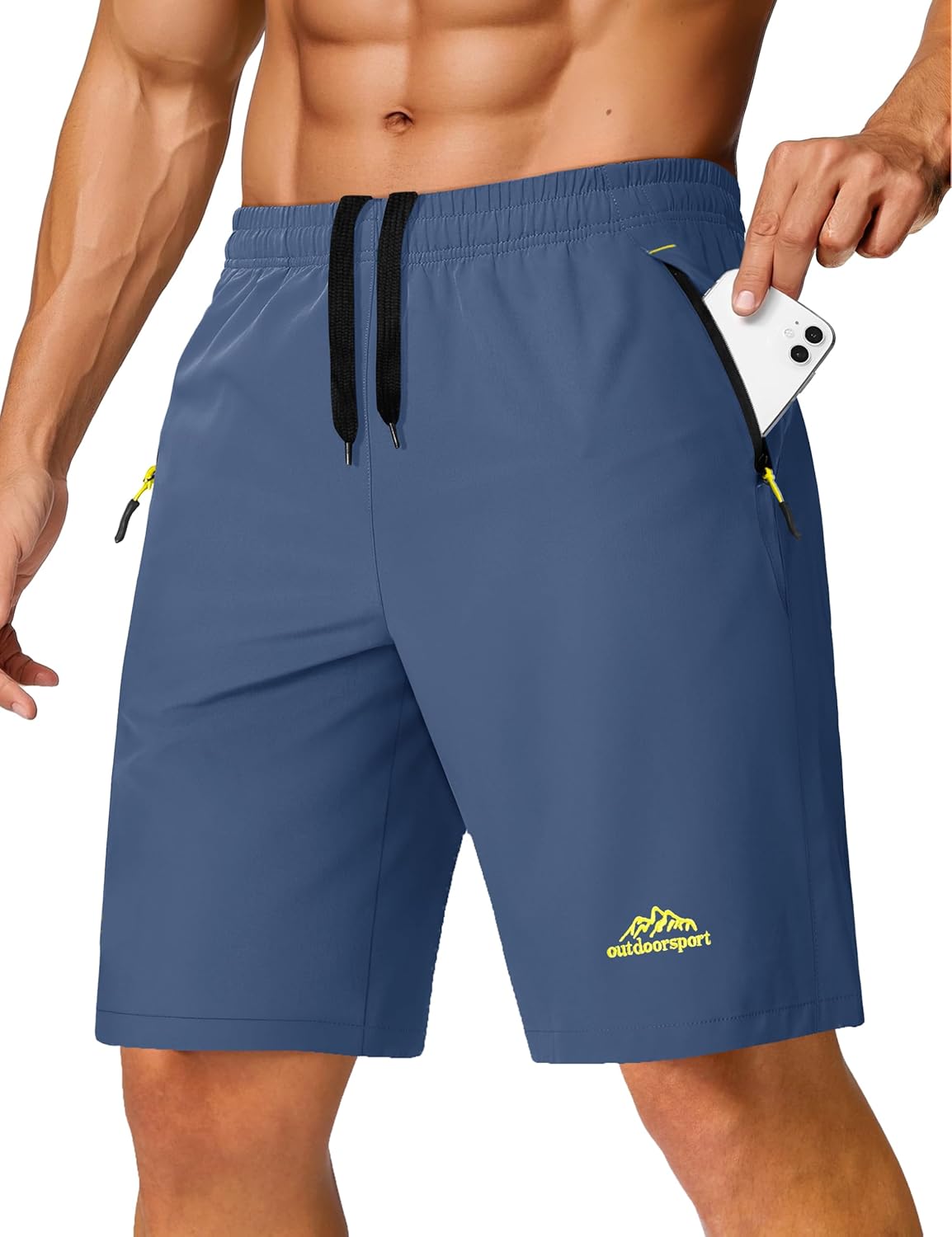 TACVASEN Men's Running Athletic Shorts 9" Quick Dry Workout Gym Shorts Lightweight Summer Shorts 3 Zipper Pockets