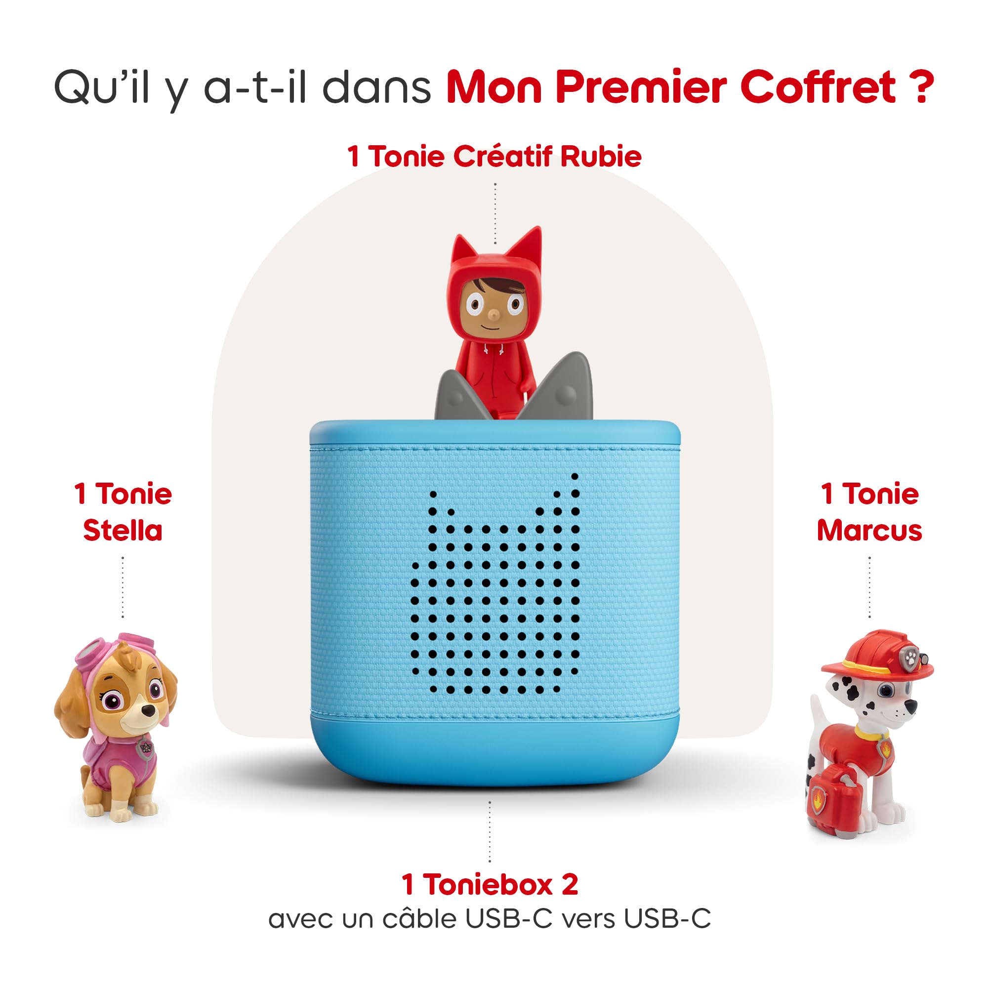tonies Toniebox 2 Pack Boite à Histoire pour Enfant 1 à 9 Ans, Robuste & Facile à Utiliser, La Pat' Patrouille, 2 Figurines, Bleu Ciel