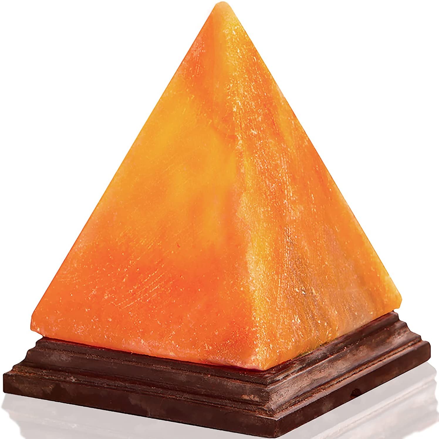 Lamp-Pyramids Multicoloured USB Handcrafted with Wooden Base Pure Himalayan Salt Rock