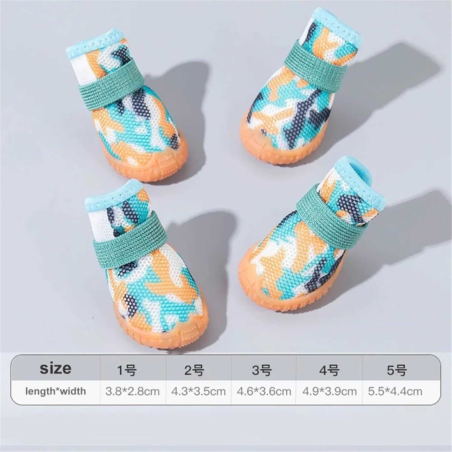 Breathable Mesh Puppy Shoes for Small Dogs Doggy Booties Summer Non-Slip Pet Boots with Adjustable Strap for Chihuahua Yorkshire(Camouflage Blue,Size 3)