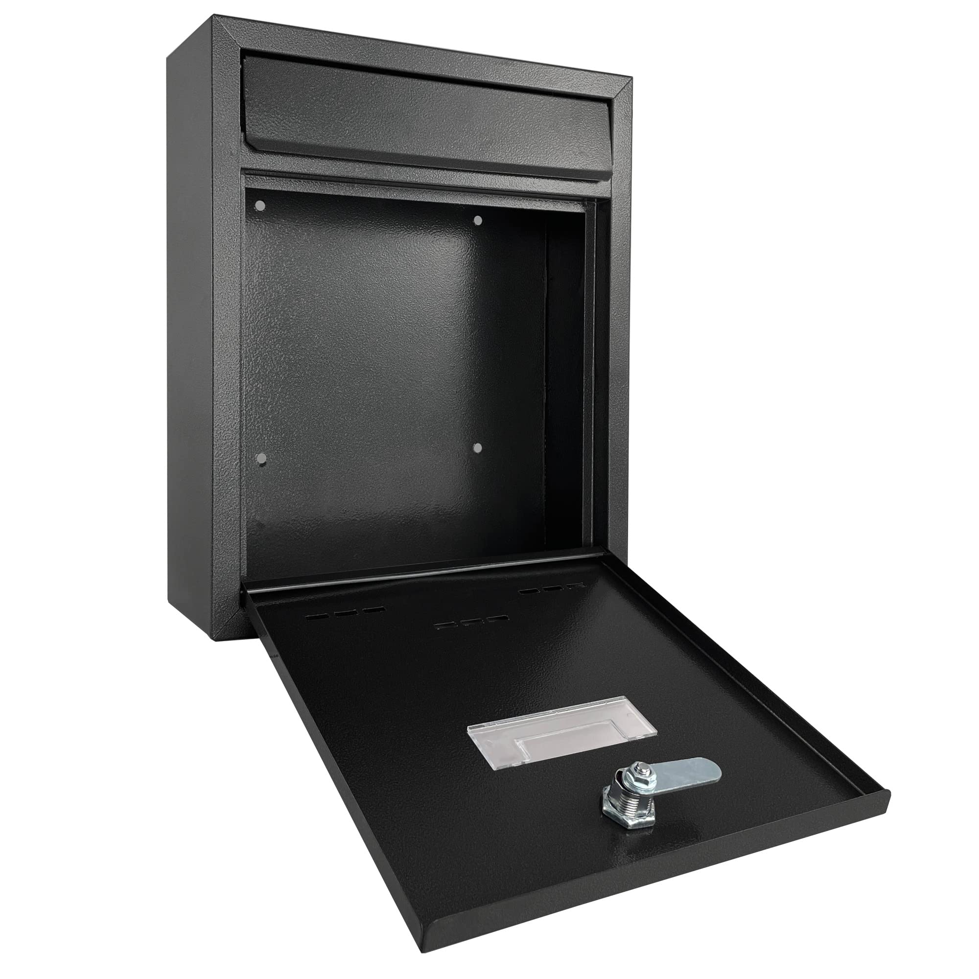 2218 Buzón de Metal I Espacio para la Placa de identificación I con Cerradura, 2 Llaves y Material de fijación I Color: Negro