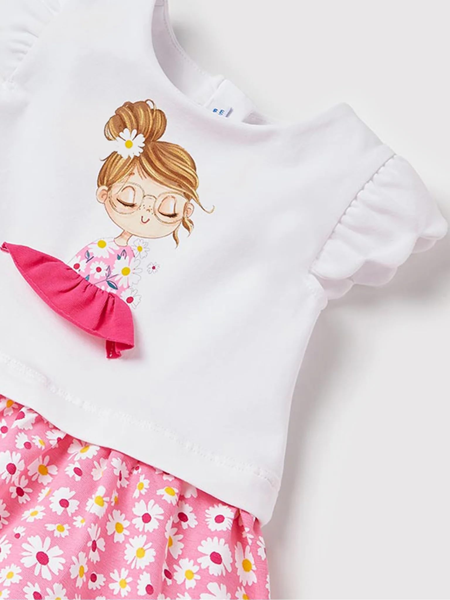 Mayoral 1941 Vestito Estivo Bambina 6-24 Mesi – Rosa con Stampa Bimba e Margherite, Gonna Floreale Ampia, Cotone Leggero, Look Dolce e Comodo Estivo