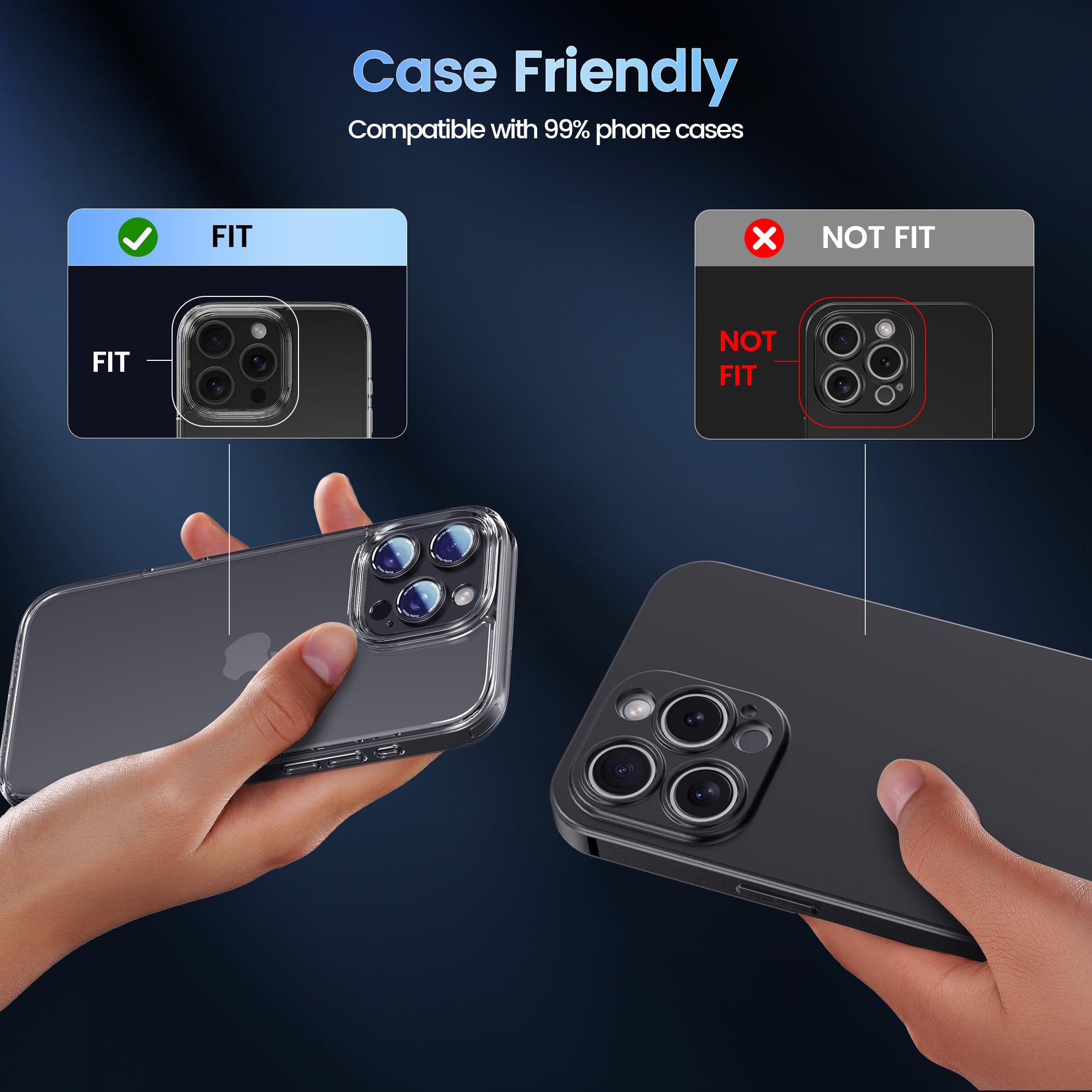CACOE Osłona obiektywu aparatu iPhone 14 Pro/14 Pro Max/16 Pro/16 Pro Max - metalowa ramka osłona ze szkła hartowanego, [odporna na zarysowania] [odporna na upadki] [mocna przyczepność] osłona ekranu