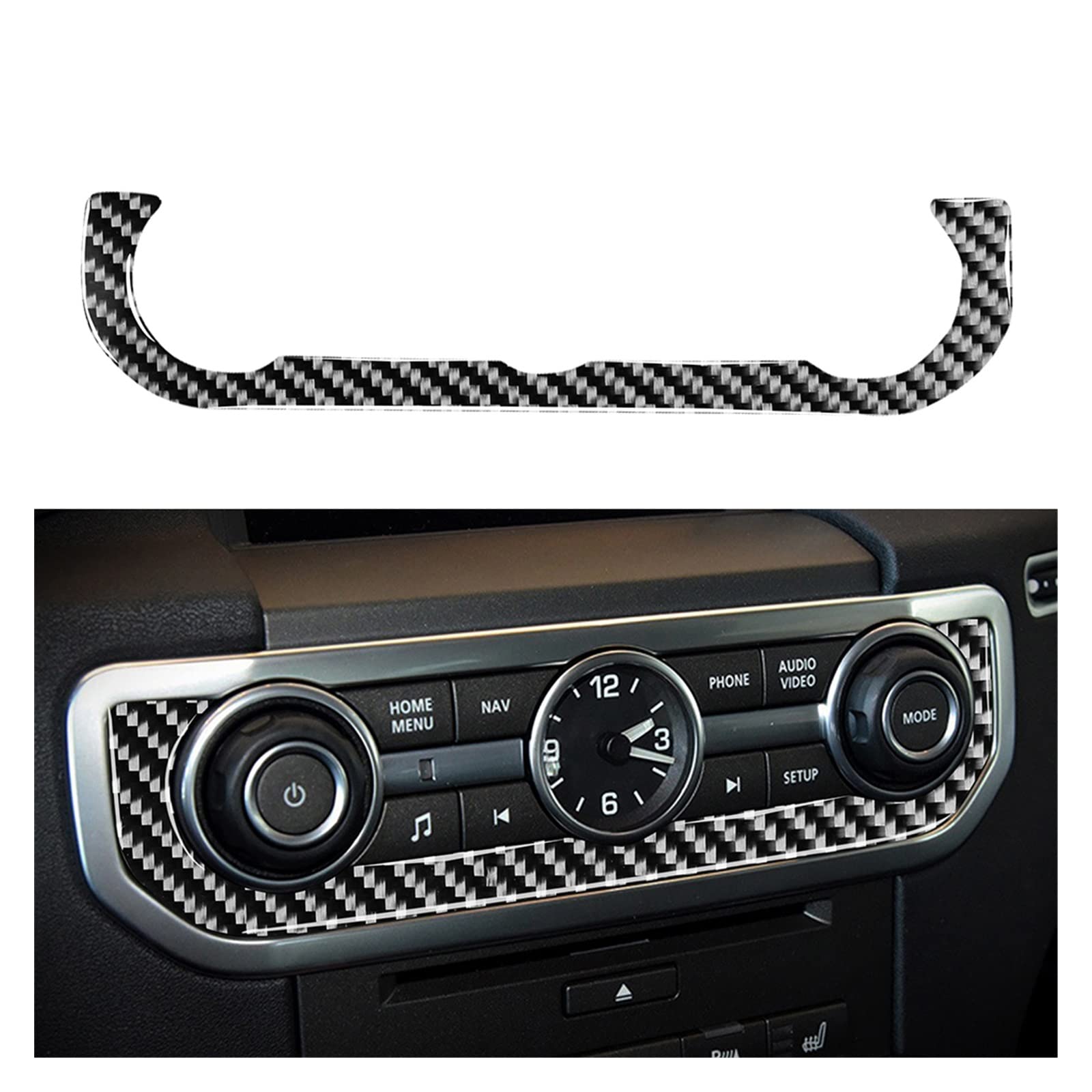 Czarna rama zegara samochodowego z włókna węglowego dekoracyjna pokrywa tapicerka pasuje do Land Rover 4 Discovery 2010-2016 Auto akcesoria do wykończenia zestawy naklejek ochronnych