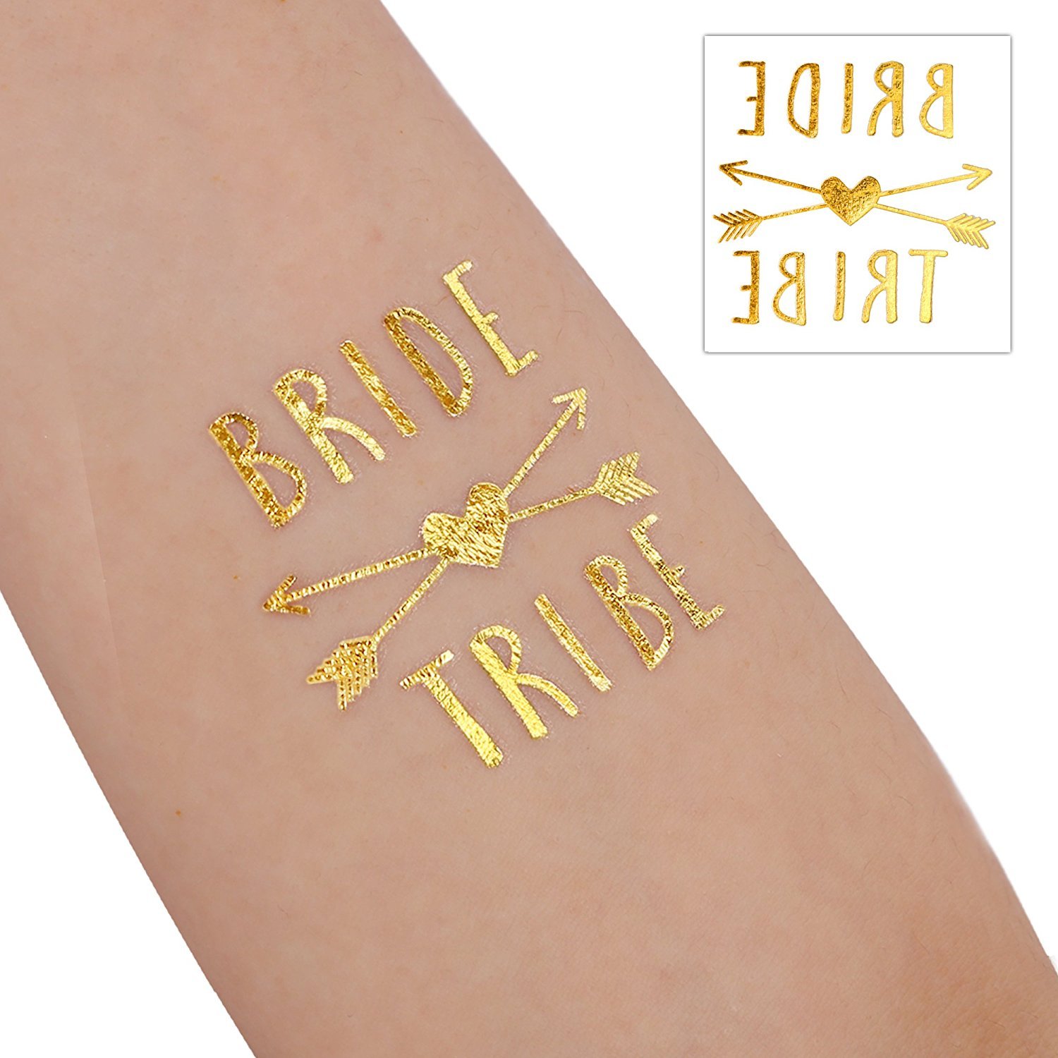 Konsait Hen Party Gold Temporary Tattoos, 14 Bride Tribe Tattoos and 2