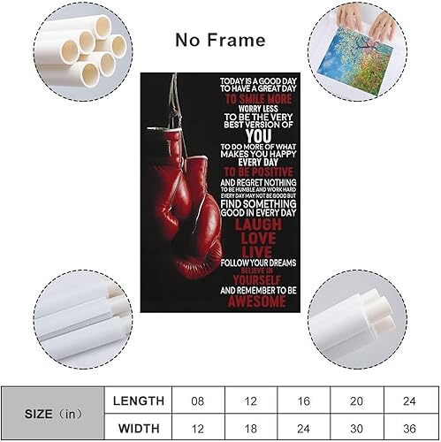 Miniatura 2 de Lienzo decorativo para pared en blanco y negro, diseño de boxeo, inspirador, frases famosas, decoración de pared de oficina, lienzo de boxeo rojo,