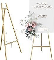 Atronor Gold Heavy Duty Easel Stand - 4-Tier Adjustable Metal Display for Wedding Signs, Paintings & Art (Holds 10lbs)