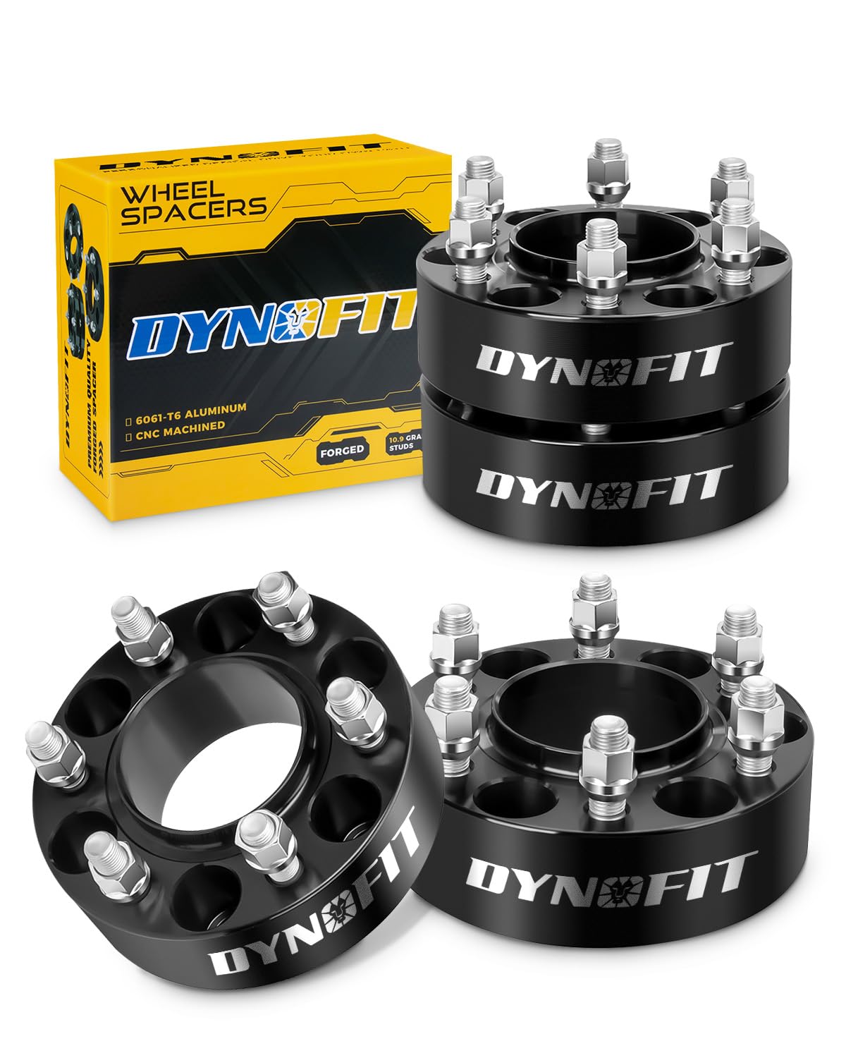 dynofit 2 Inch 6x135 Hub-Centric Wheel Spacers (4 Pcs) for 2015-2025 Ford F150, Expedition, Lincoln Navigator - M14x1.5 Studs, 87.1mm Center Bore